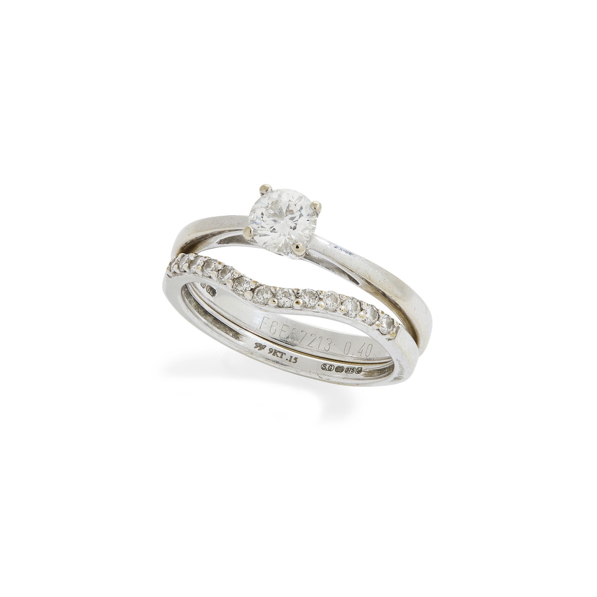 An 18ct gold diamond single-stone ring and a diamond band
