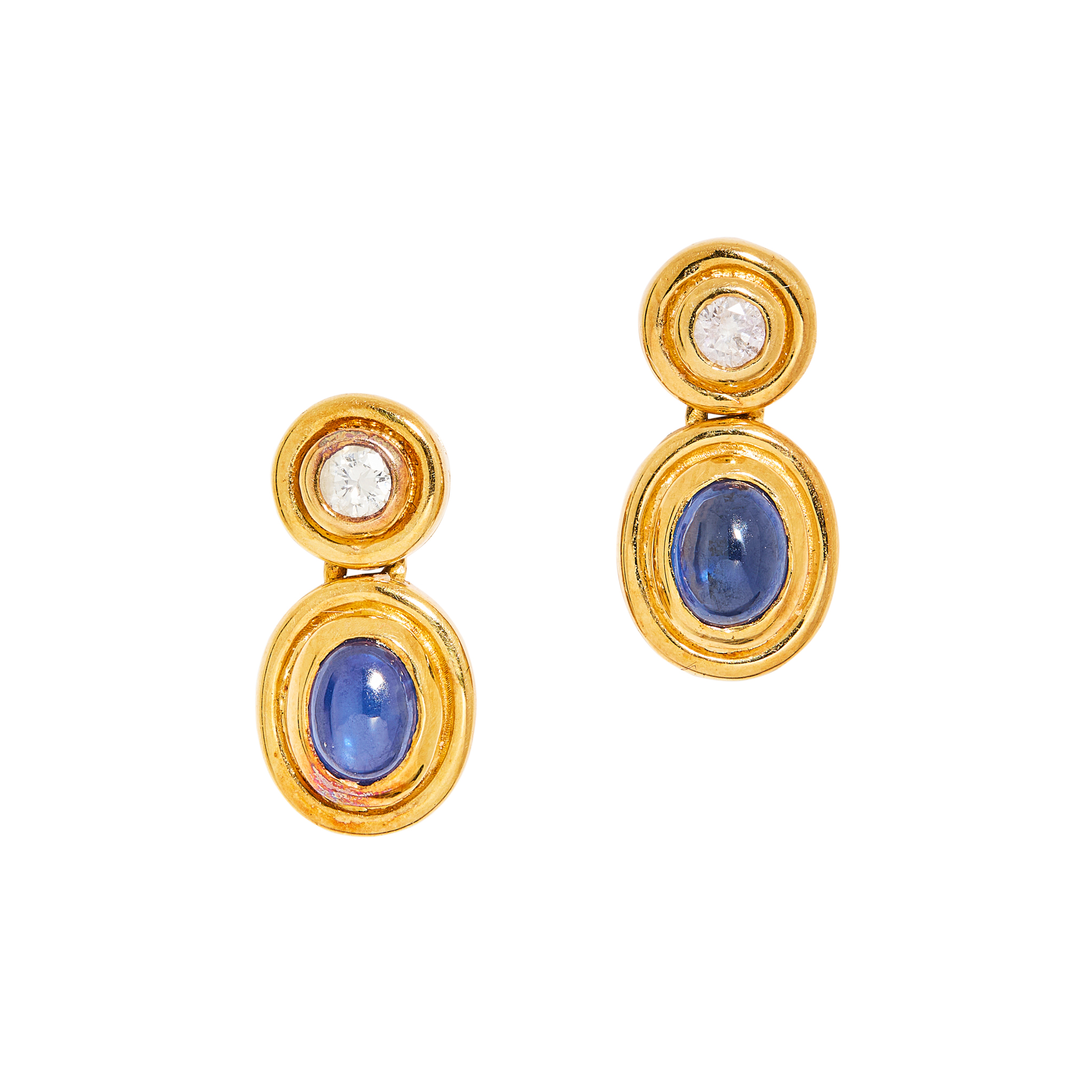 A pair of sapphire and diamond earrings