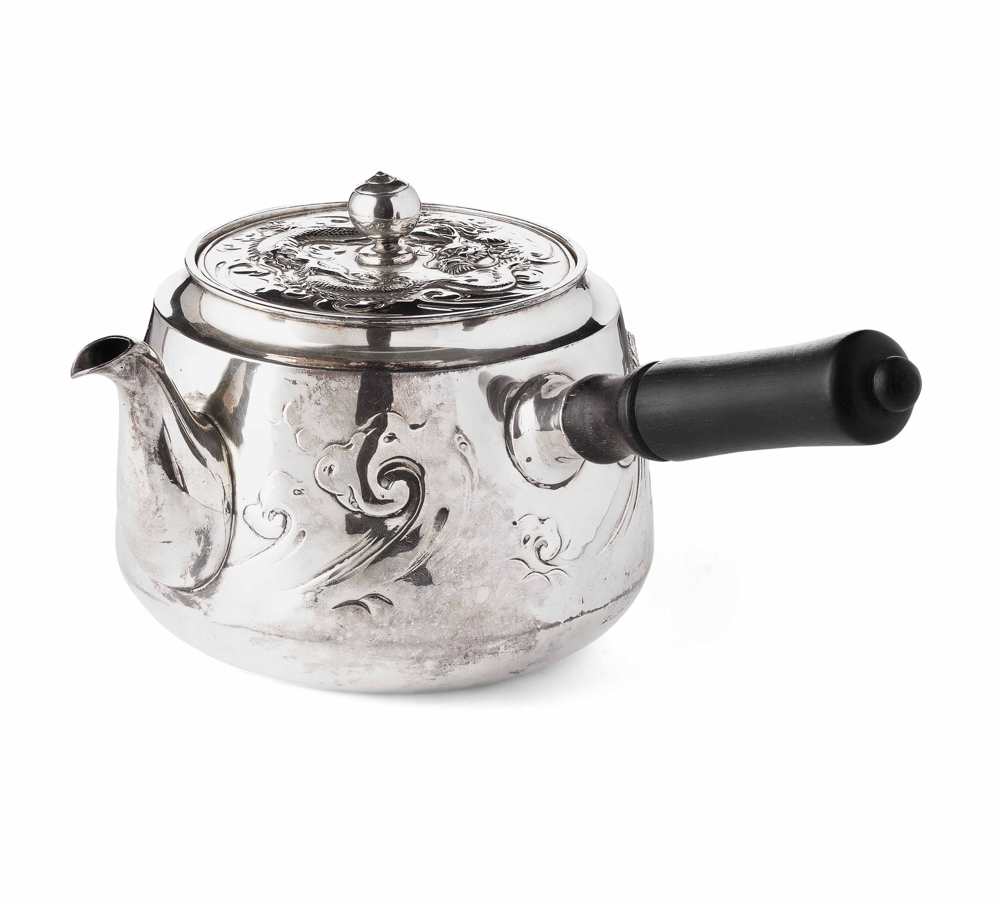 JAPANESE SILVER 'DRAGON' TEAPOT