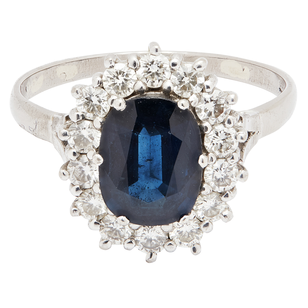 A sapphire and diamond set cluster ring