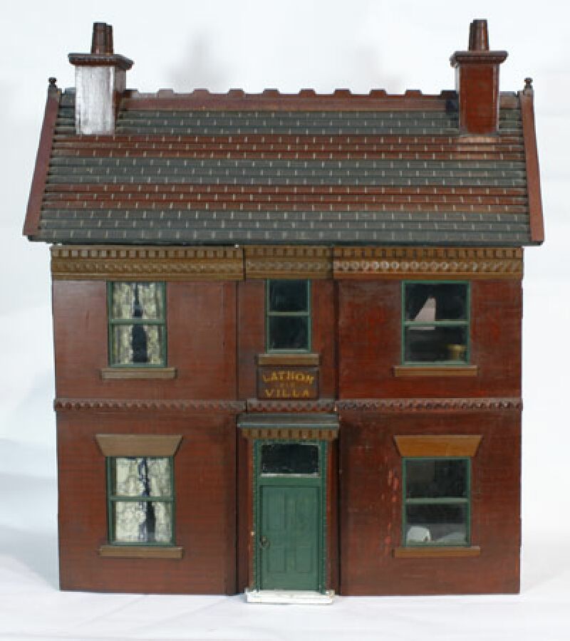 A Edwardian painted dolls house 'Lathom Villa 1910'
