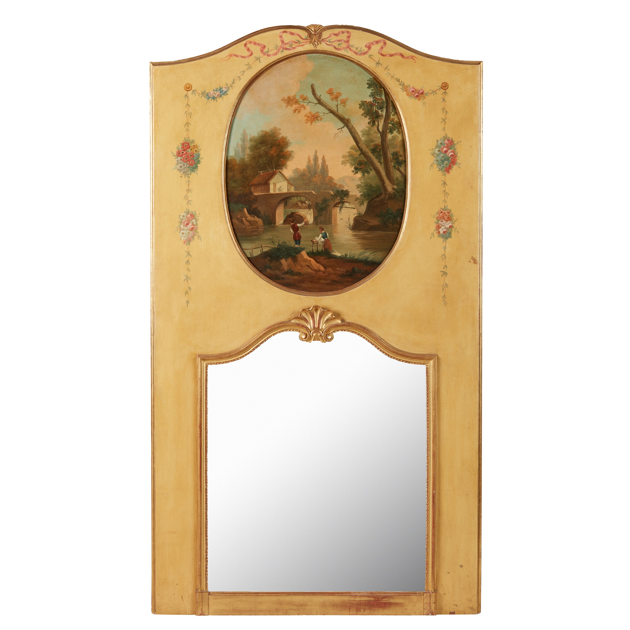 FRENCH PARCEL-GILT AND PAINTED TRUMEAU