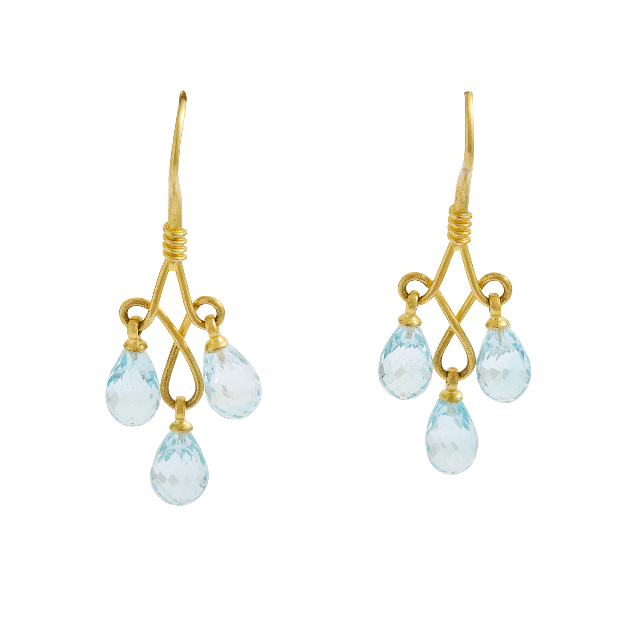 Blue Topaz Pendant Earrings in 18ct gold