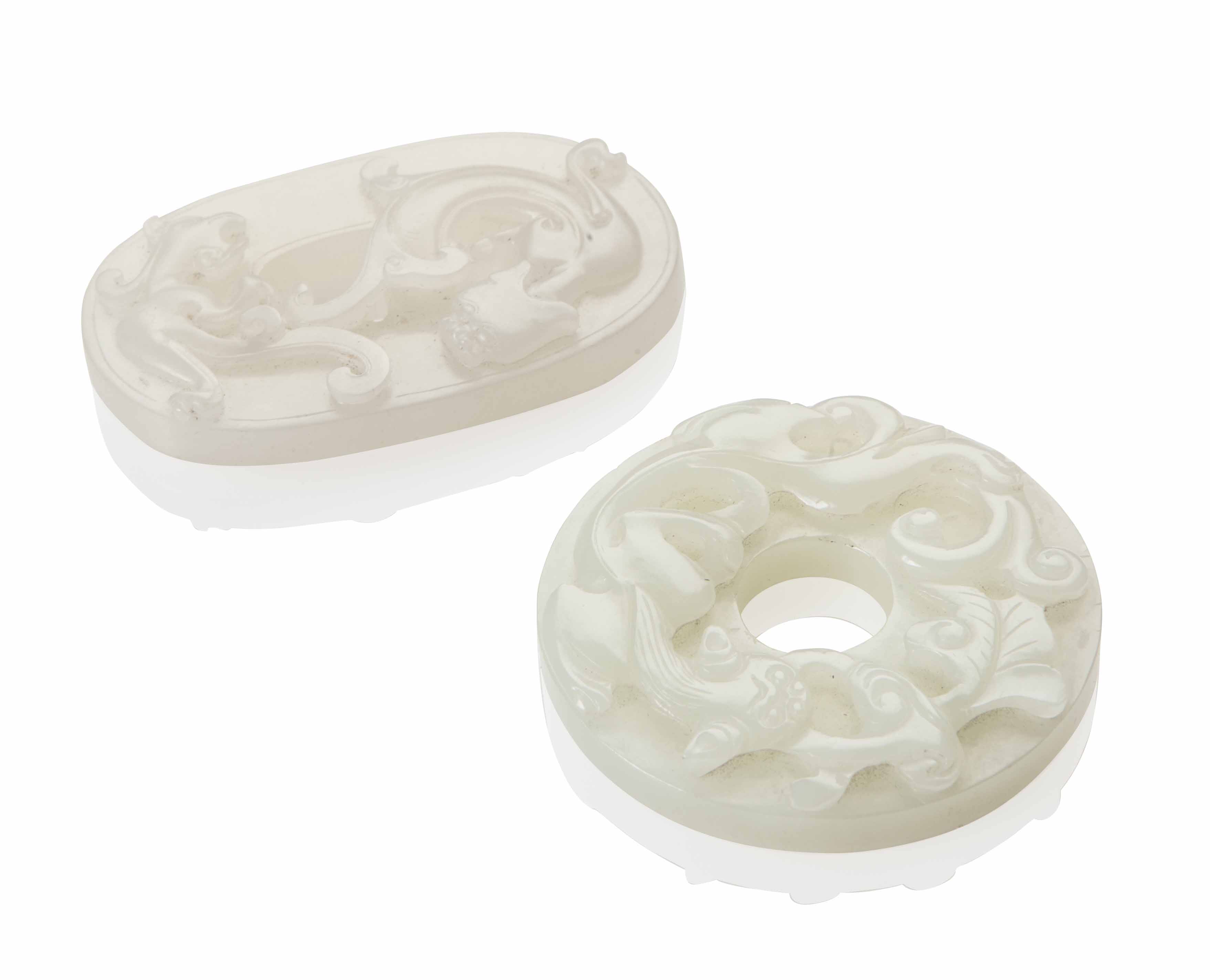 TWO WHITE JADE DISCS
