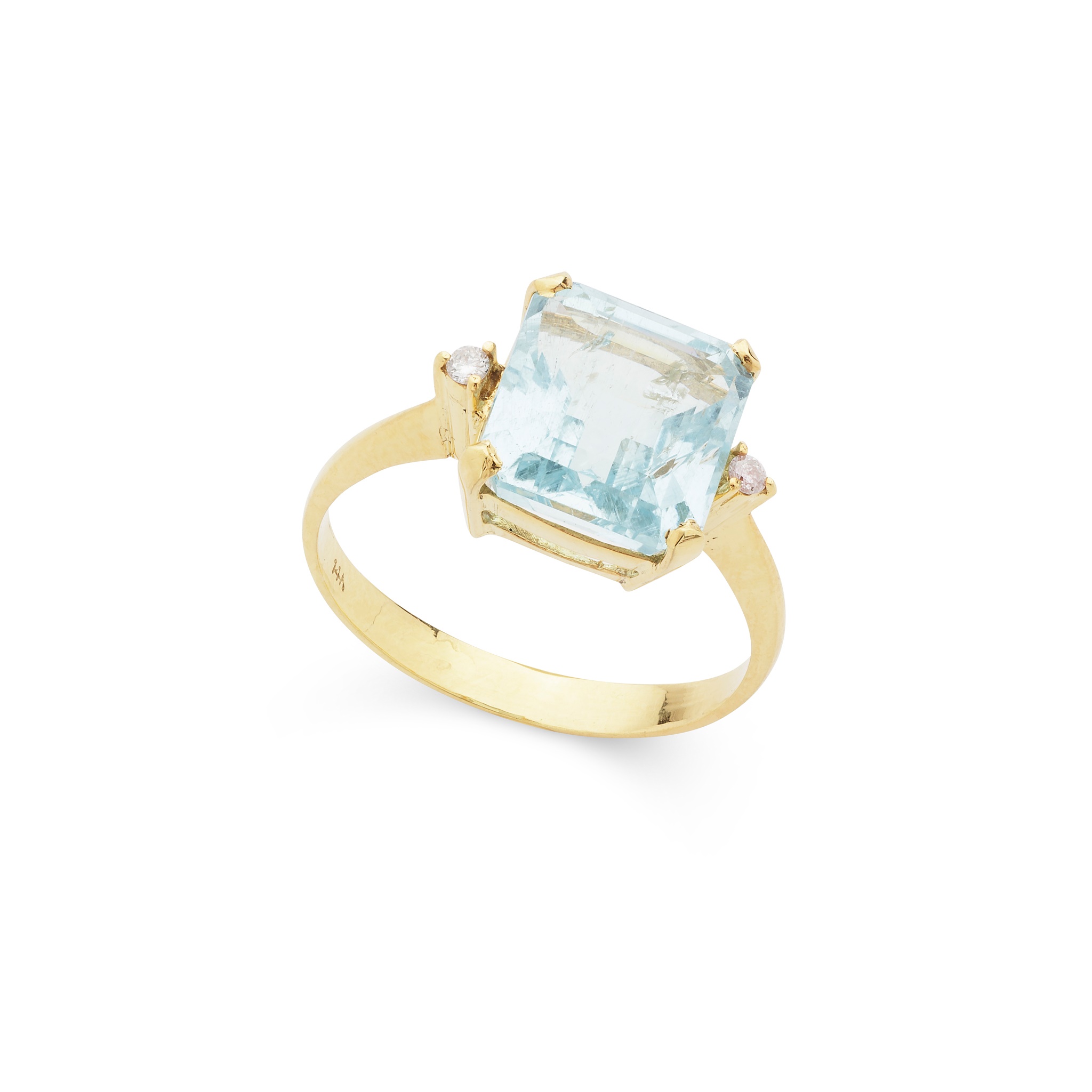 An aquamarine and diamond ring