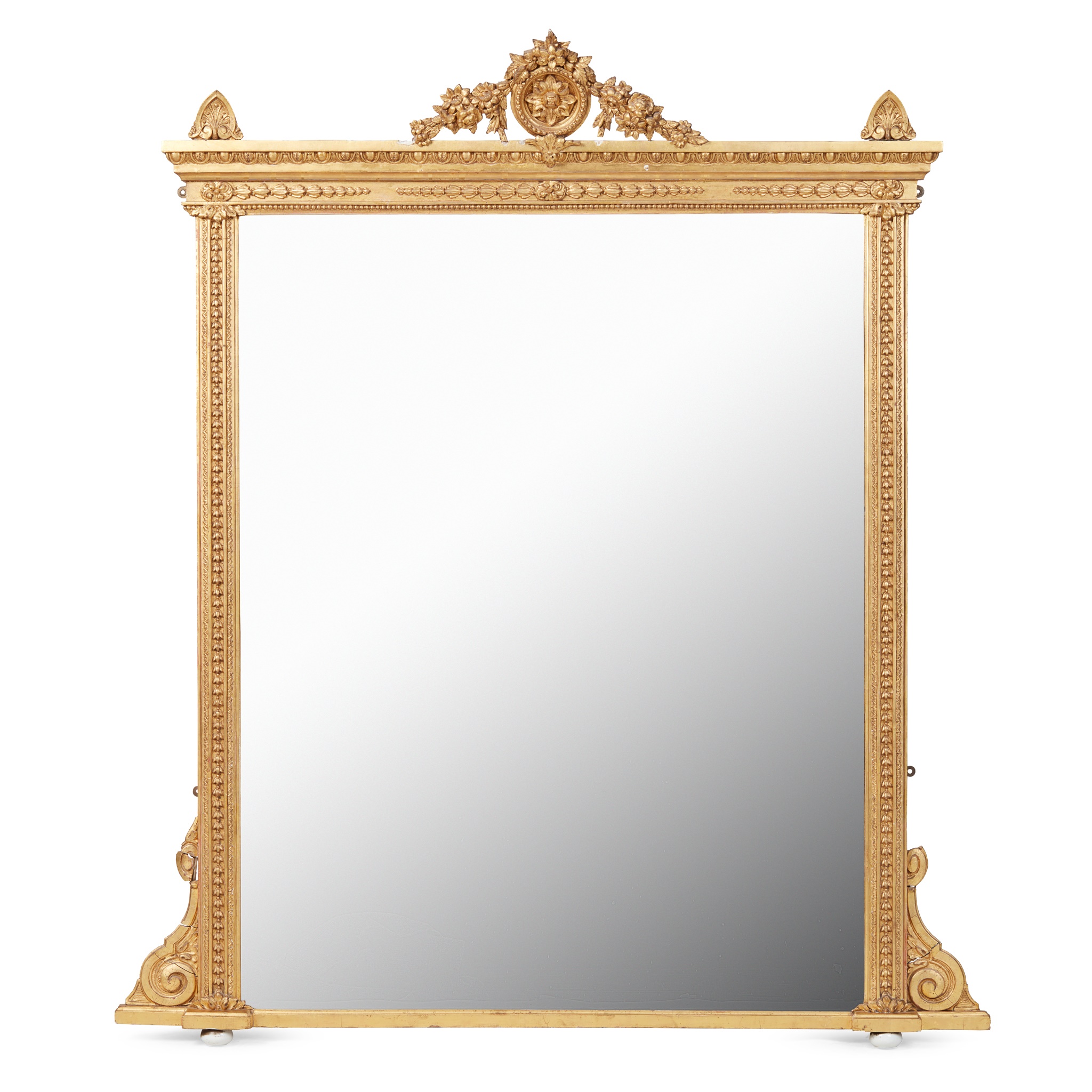 EARLY VICTORIAN GILTWOOD OVERMANTEL MIRROR