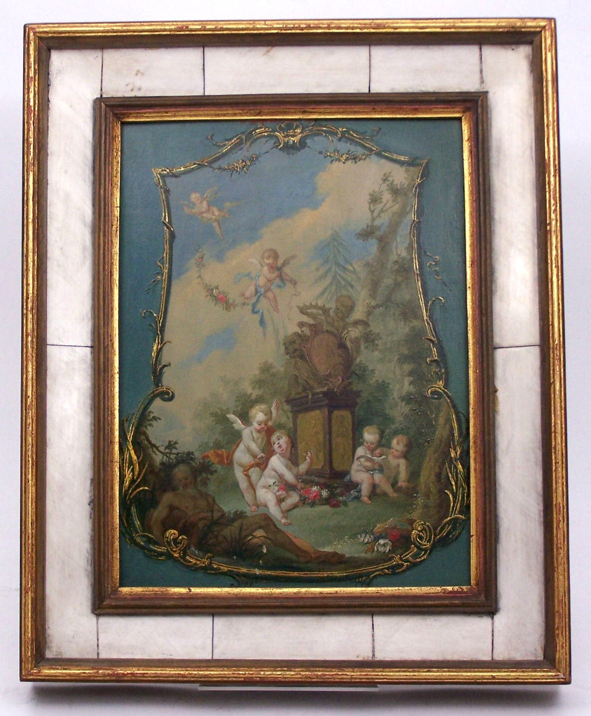 A French 19th century rectangular gilt framed oil on panel