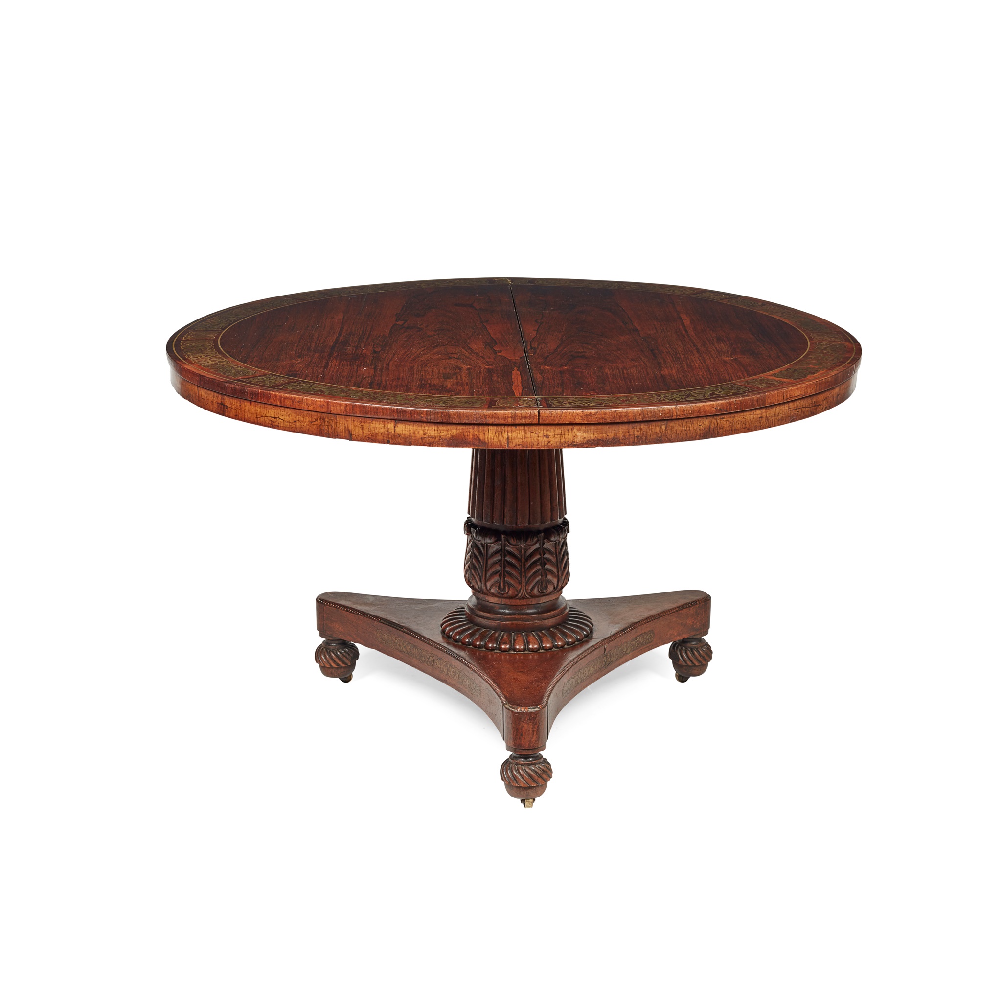 REGENCY ROSEWOOD AND BRASS INLAID CENTRE TABLE