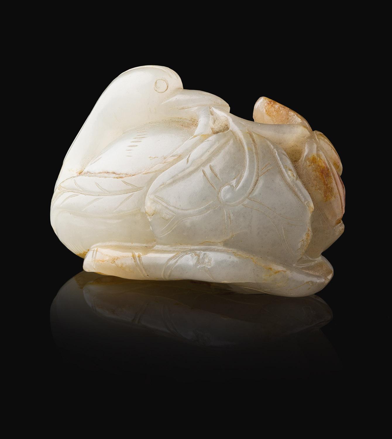 CELADON AND RUSSET JADE CRANE