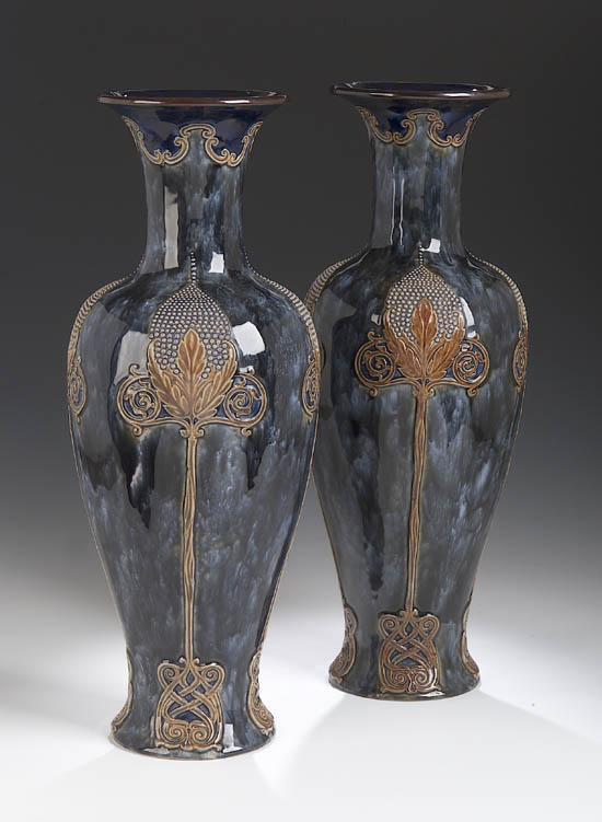 A pair of Royal Doulton stoneware vases