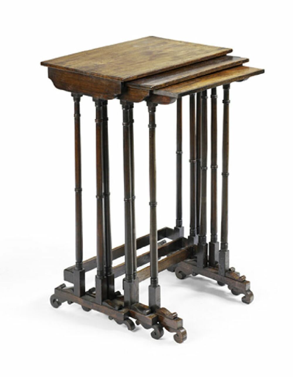 A Regency nest of three rosewood tables