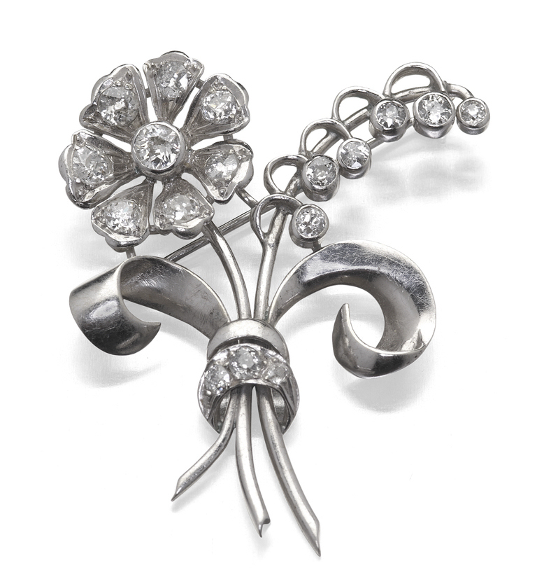 A diamond floral spray brooch,