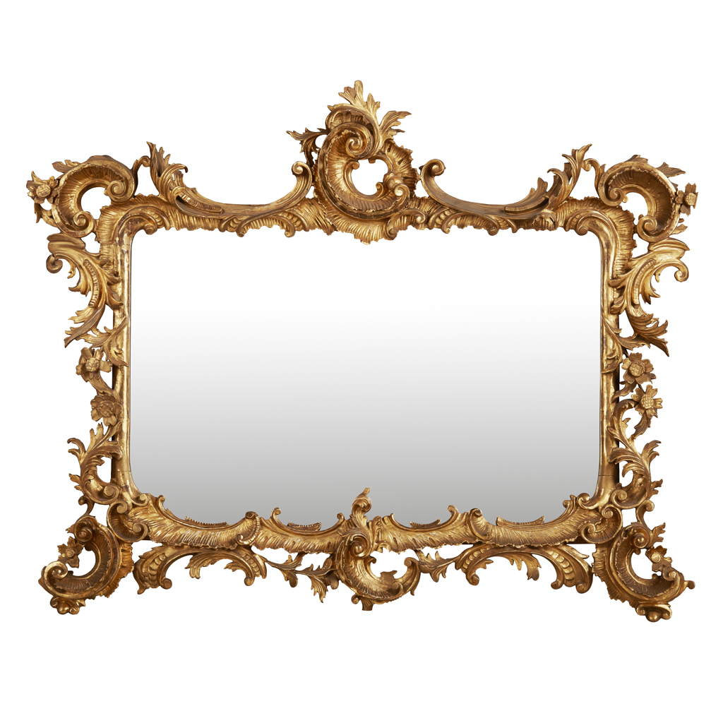EARLY VICTORIAN ROCOCO REVIVAL GILTWOOD MIRROR