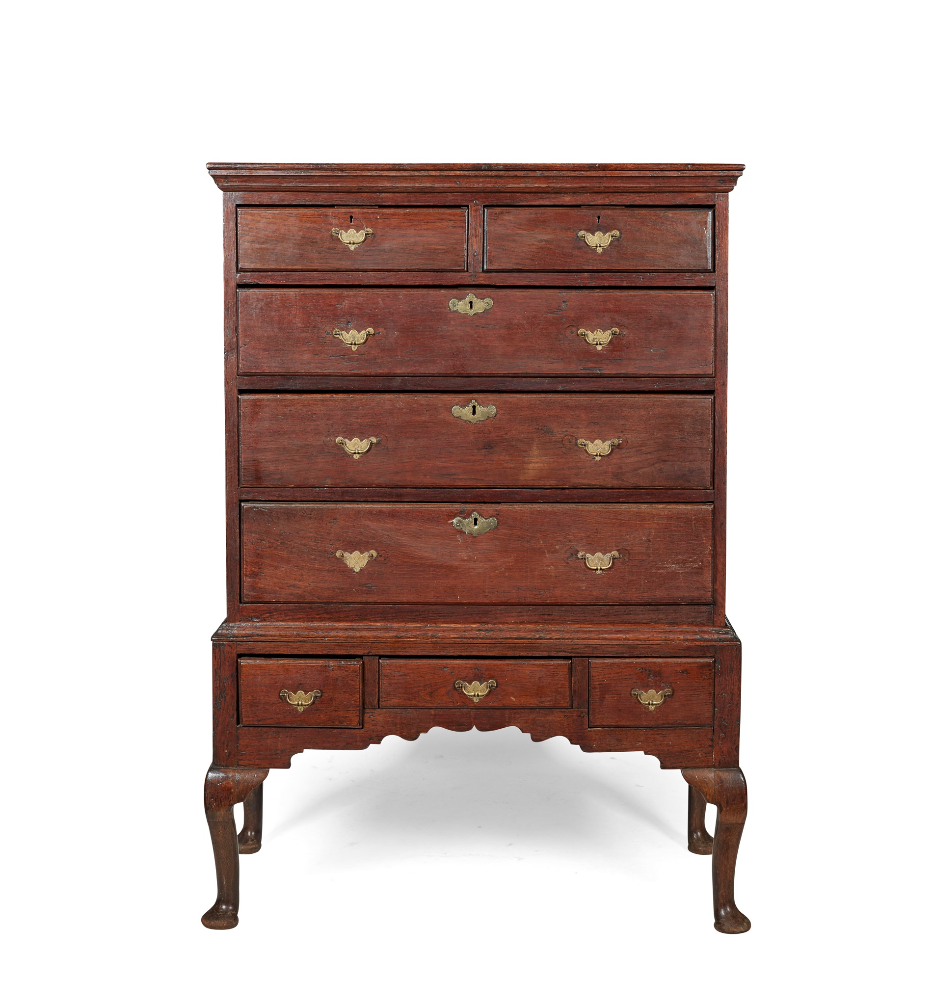 GEORGE II OAK SMALL CHEST-ON-STAND