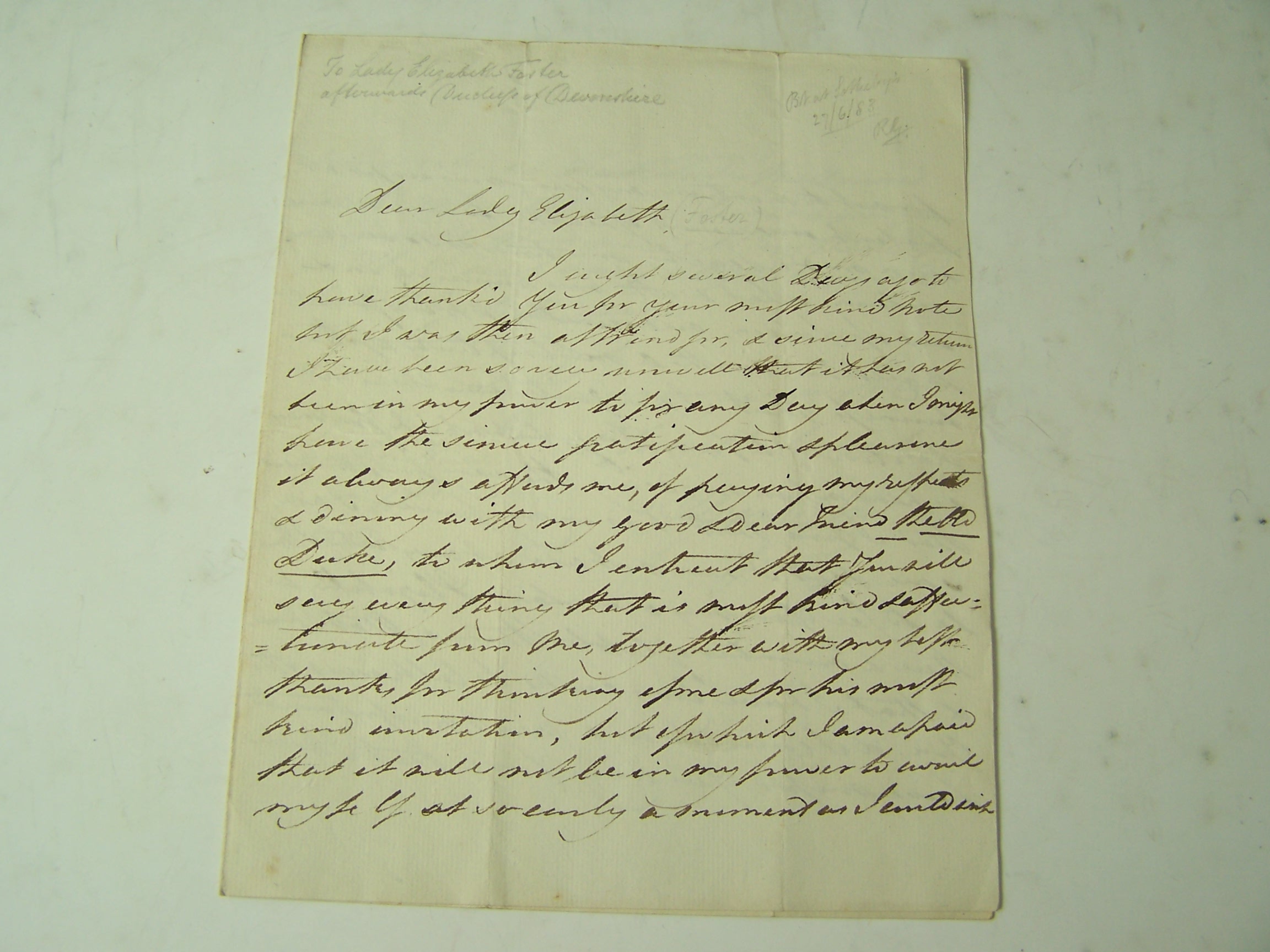 George IV, as Prince of Wales -- Duchess of Devonshire