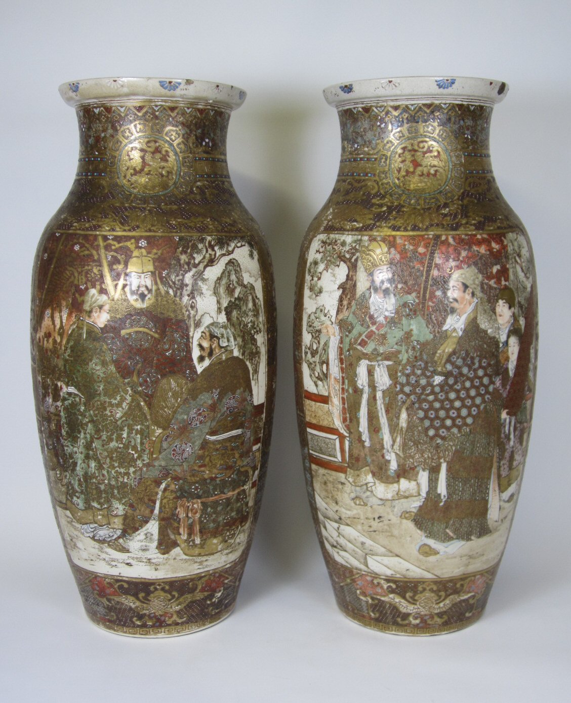PAIR OF LARGE JAPANESE SATSUMA VASES