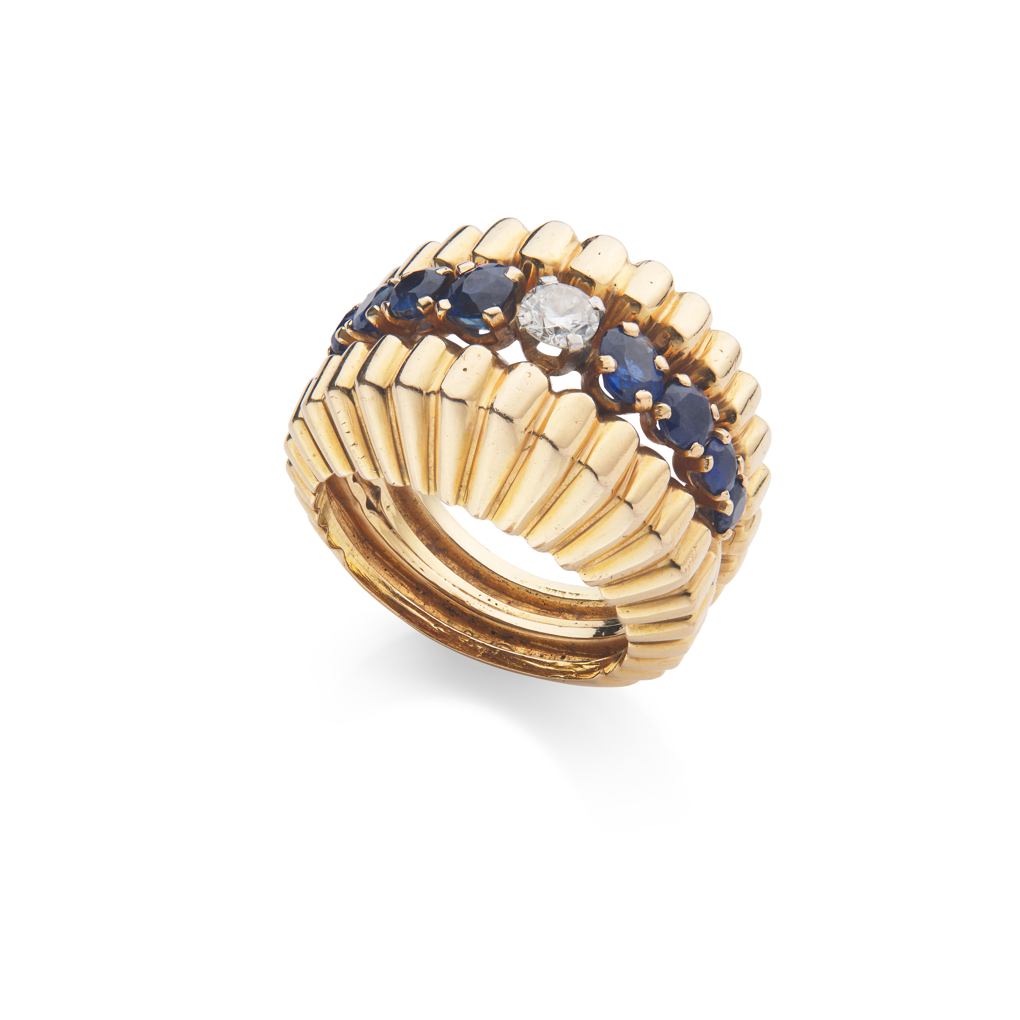 A sapphire and diamond dress ring, mid 20th century