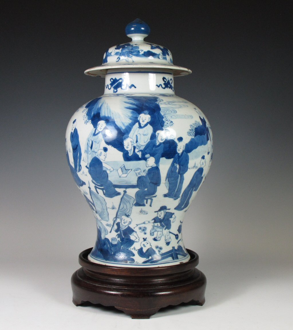 A Chinese blue painted vase and cover Probably Kangxi