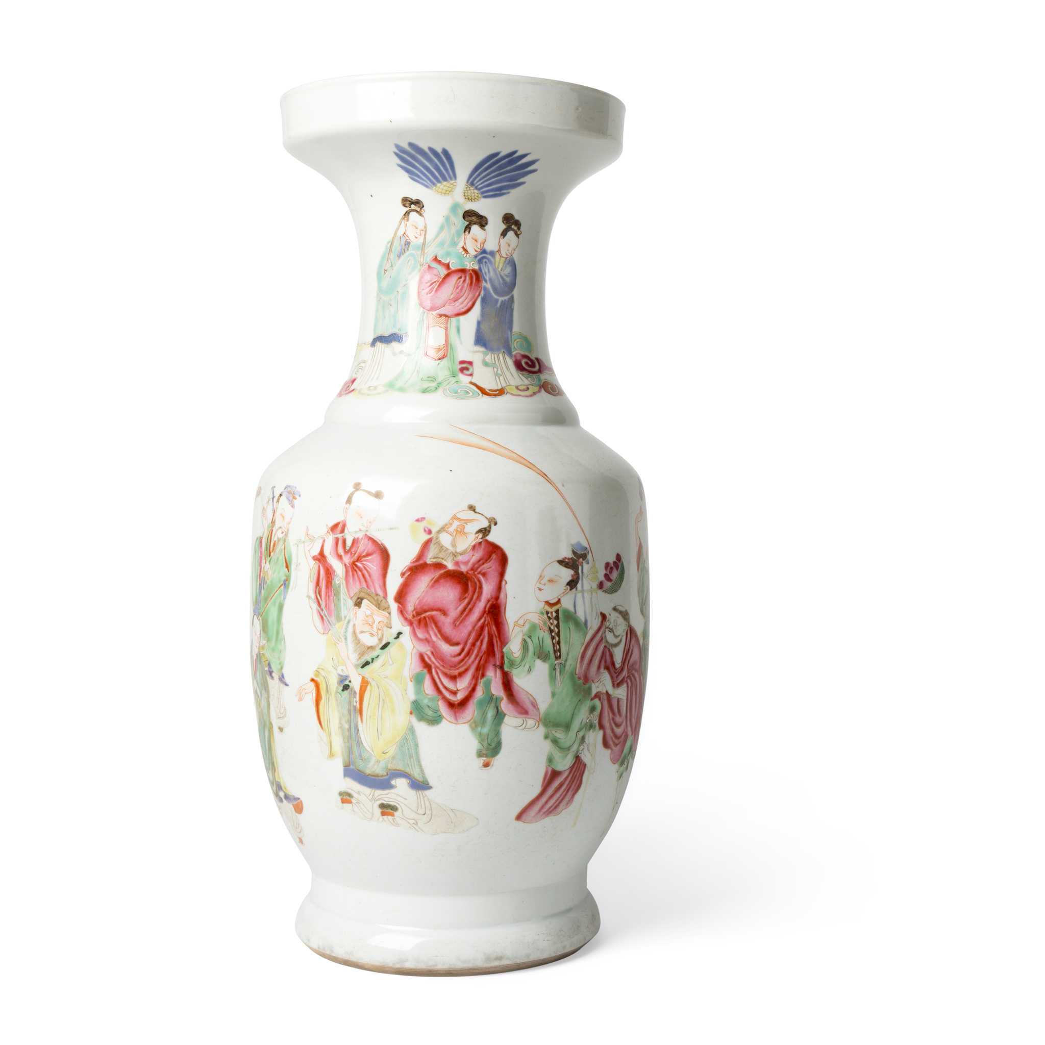 LARGE CHINESE FAMILLE ROSE 'EIGHT DAOIST IMMORTALS' VASE