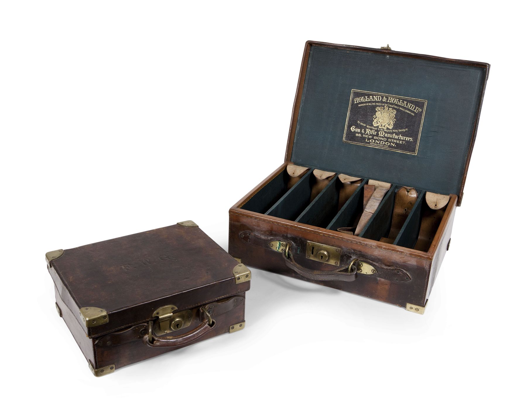 TWO VICTORIAN LEATHER CARTRIDGE CASES