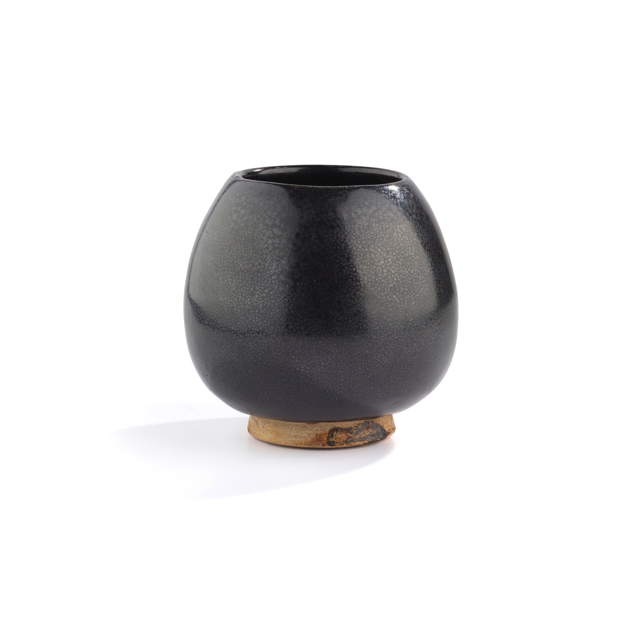 BLACK-GLAZED 'OIL-SPOT' LOTUS-BUD SHAPED WATER POT