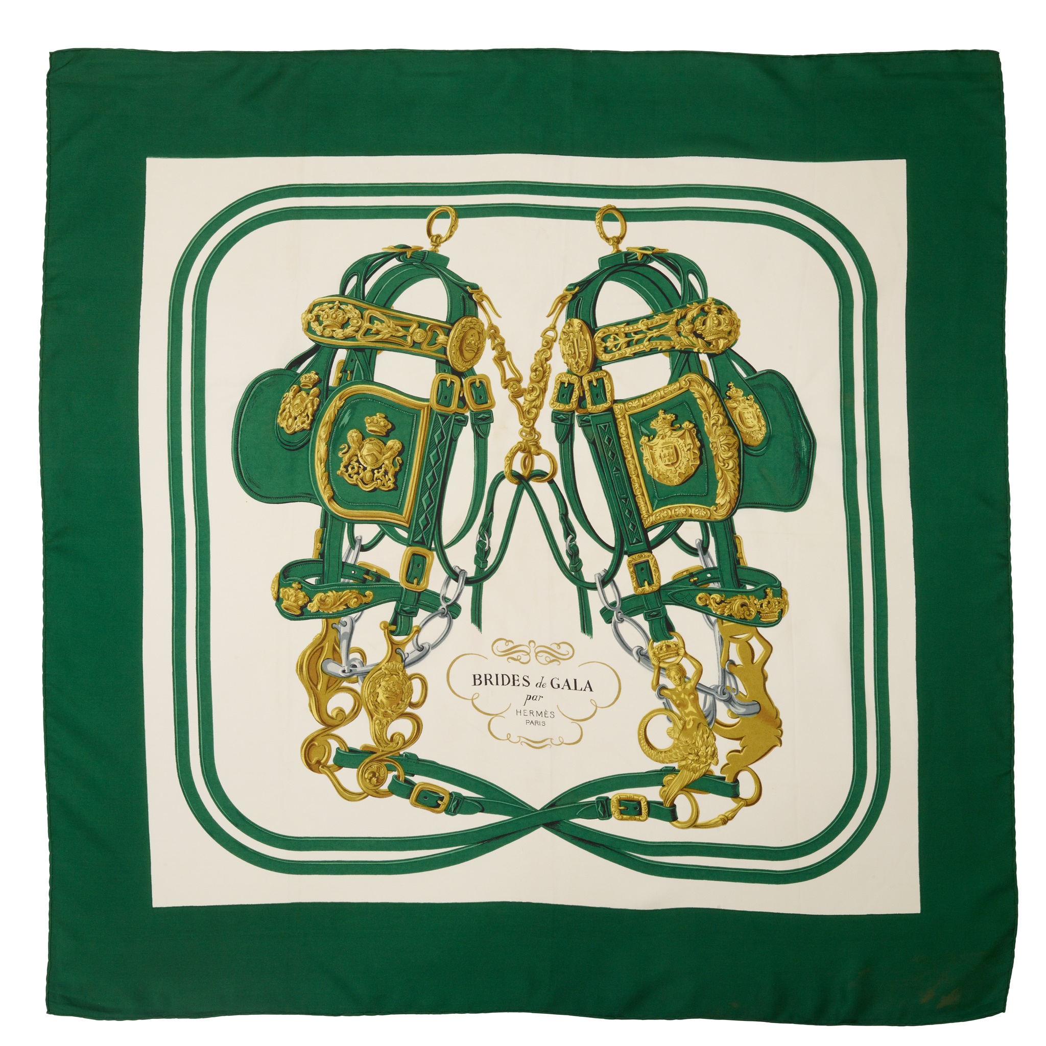 Hermès: A green 'Brides de Gala' scarf