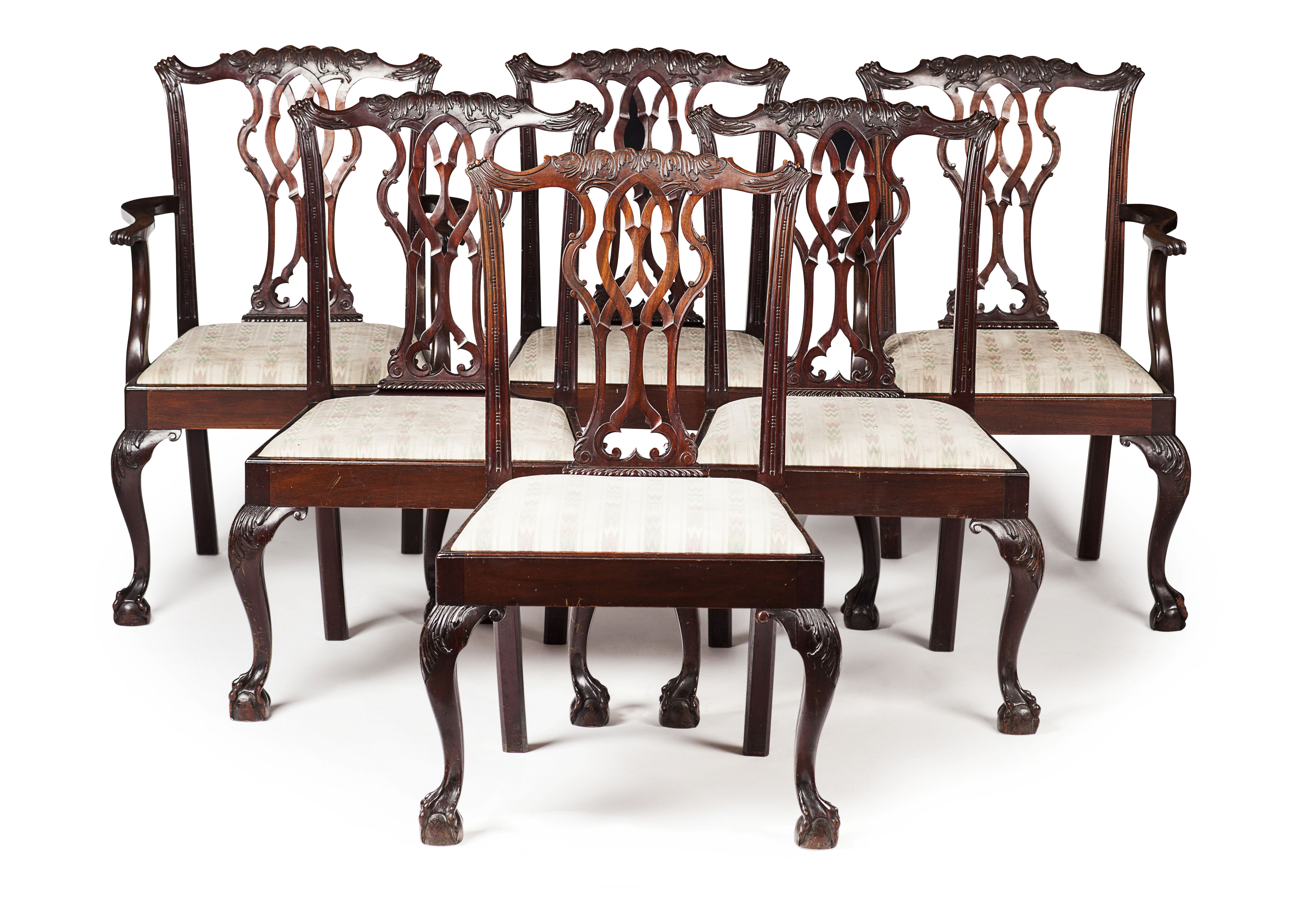 SET OF SIX GEORGE III STYLE MAHOGANY DINING CHAIRS