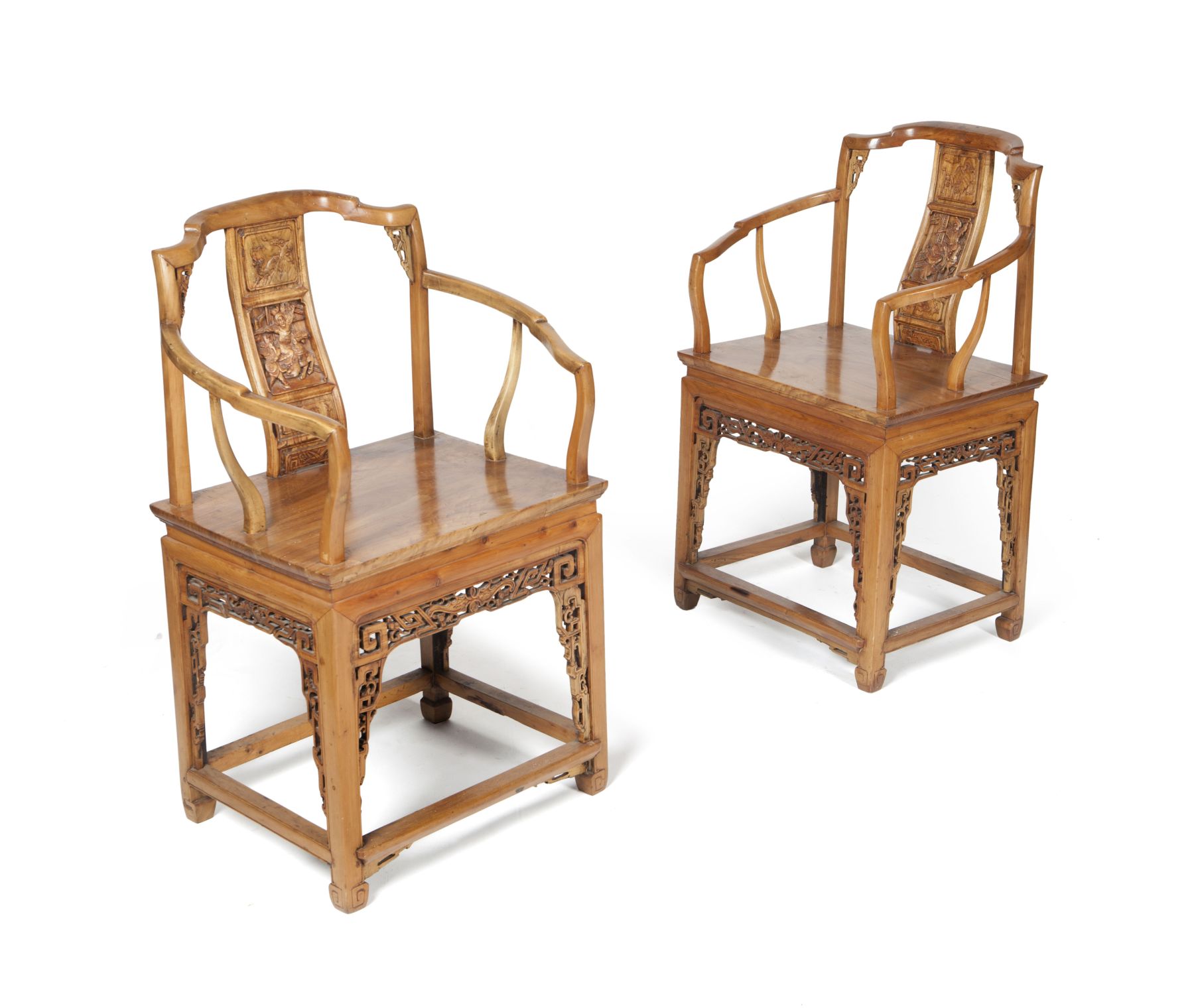 PAIR OF CHINESE ELM ARMCHAIRS