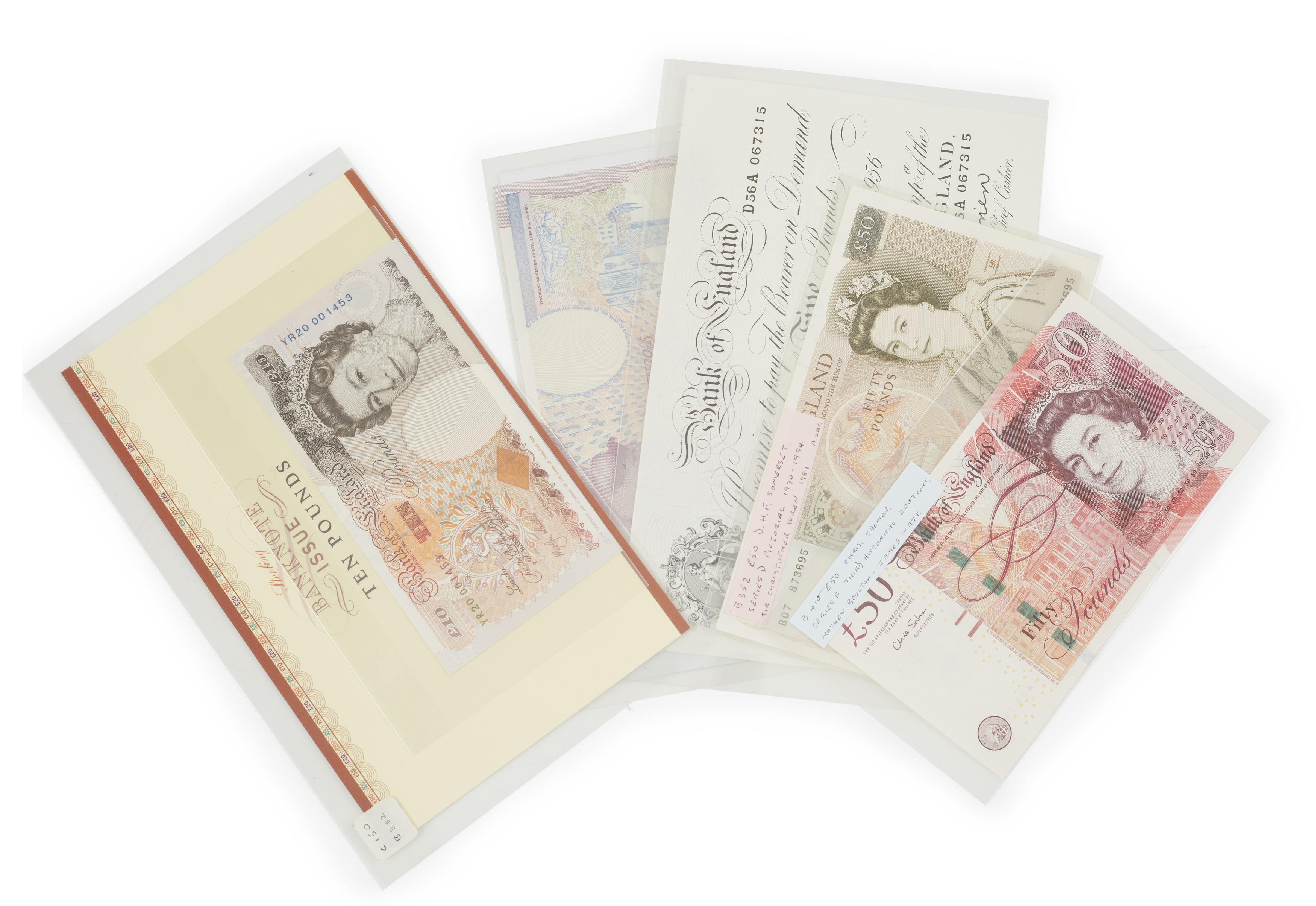 A group of Bank of England banknotes
