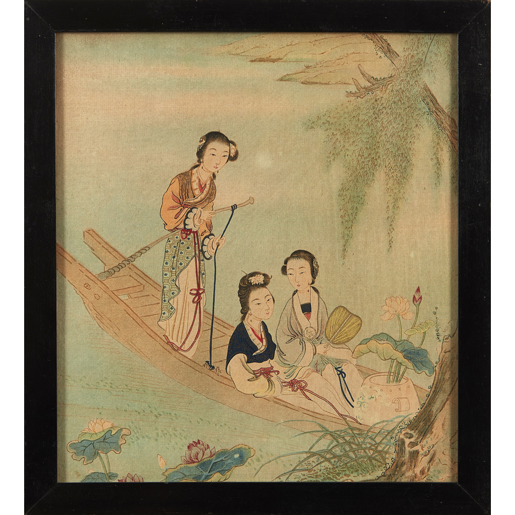 TWO PAINTINGS DEPICTING SCENES FROM THE DREAM OF THE RED MANSION
