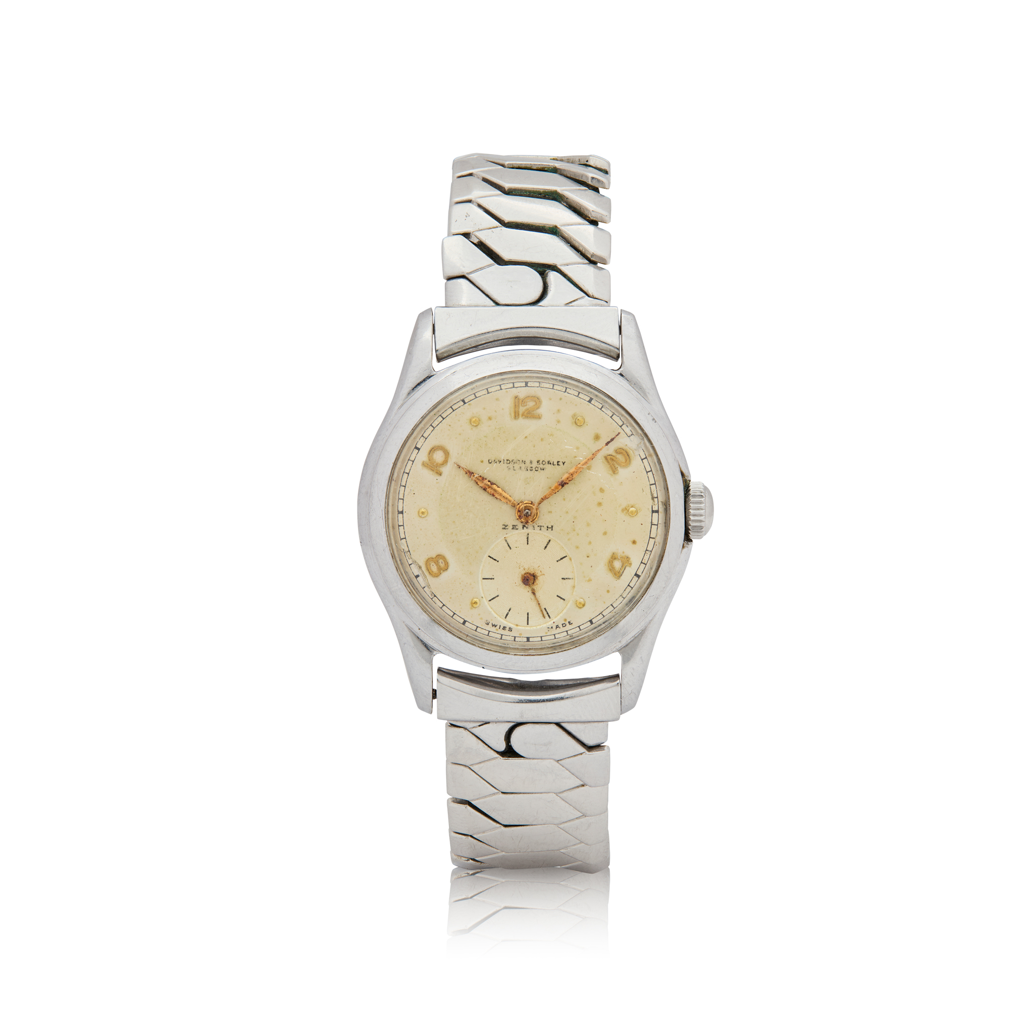 Zenith, retailed by Davidson & Sorley, Glasgow. A stainless steel mechanical wristwatch