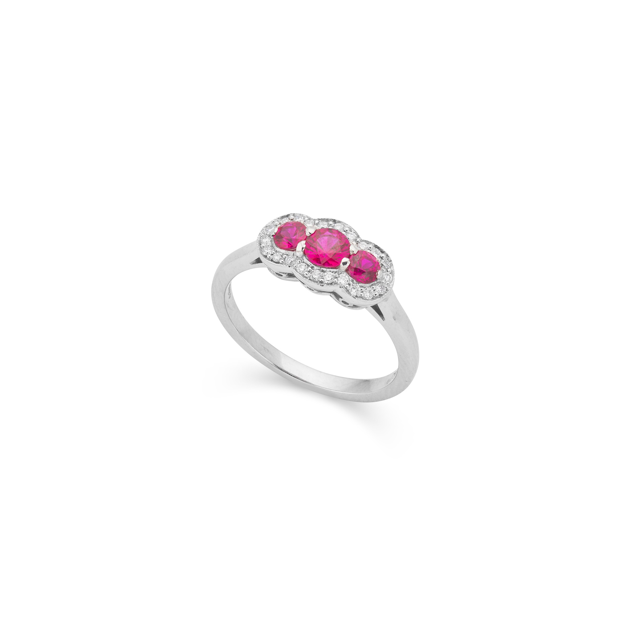 A platinum ruby and diamond cluster ring