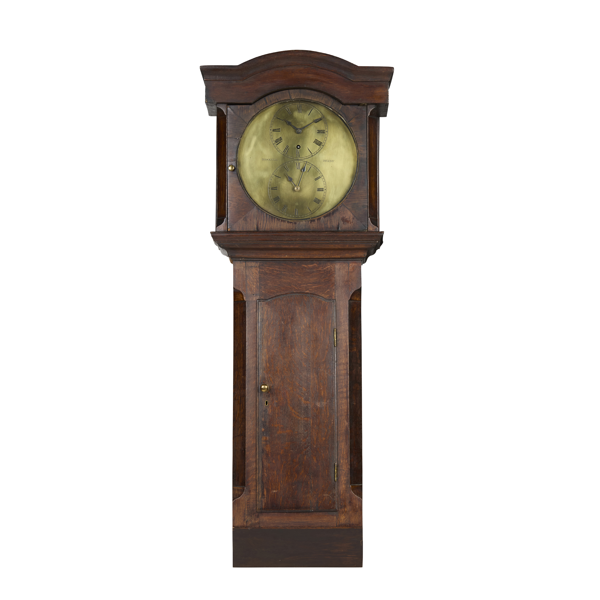 VERY RARE EARLY VICTORIAN DOUBLE DIAL 'MILL' WALL CLOCK, BY ROSKELL, DERBY