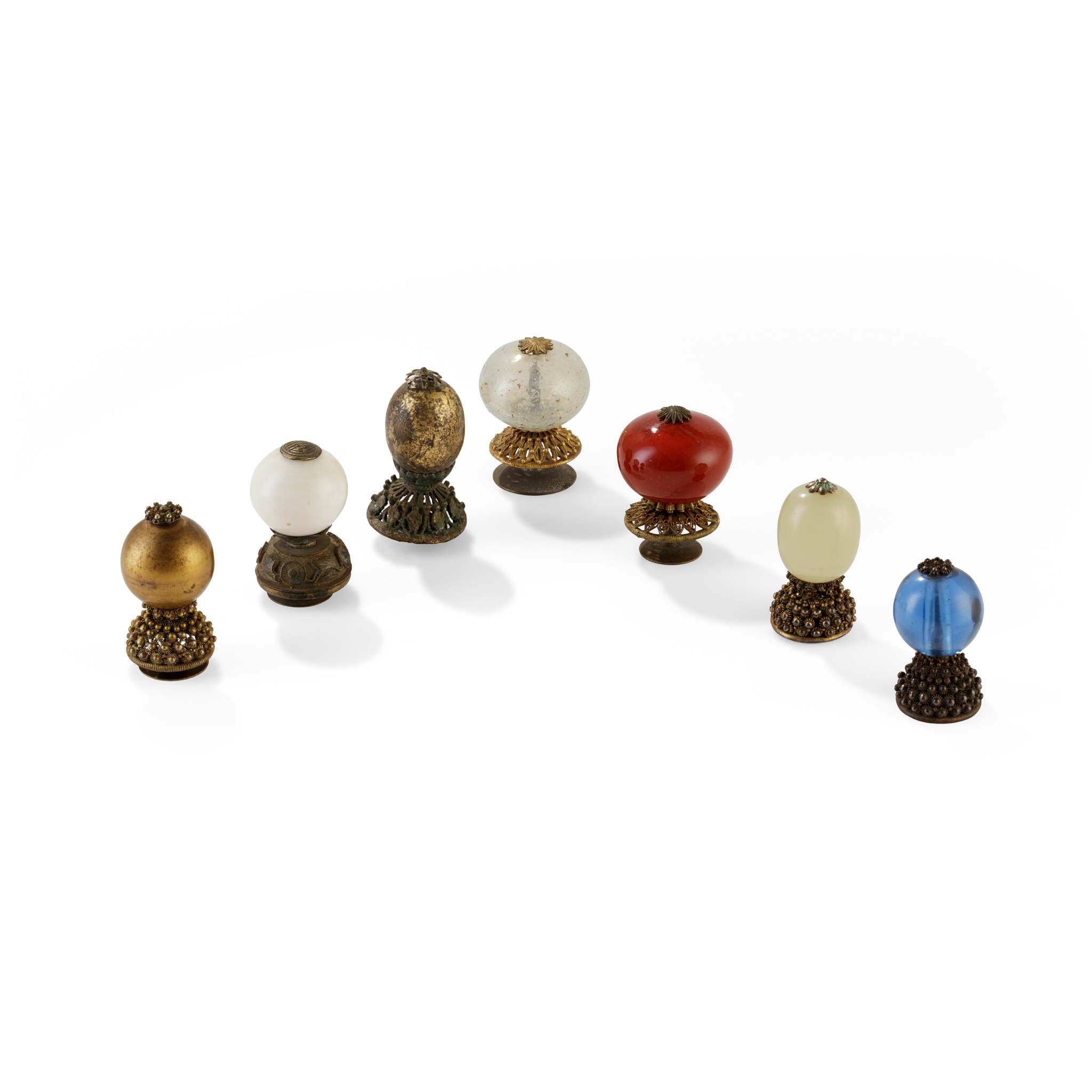 GROUP OF SEVEN HAT FINIALS