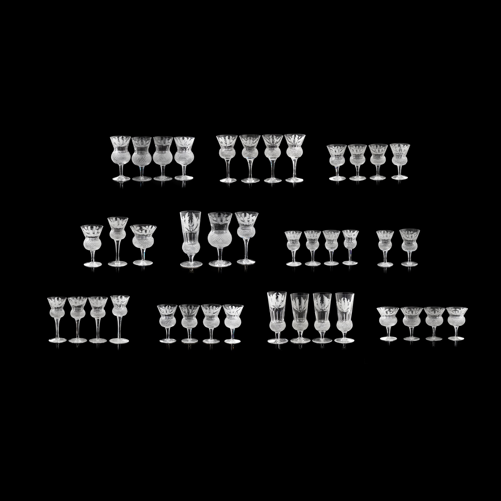 A SUITE OF EDINBURGH CRYSTAL 'THISTLE' PATTERN GLASS