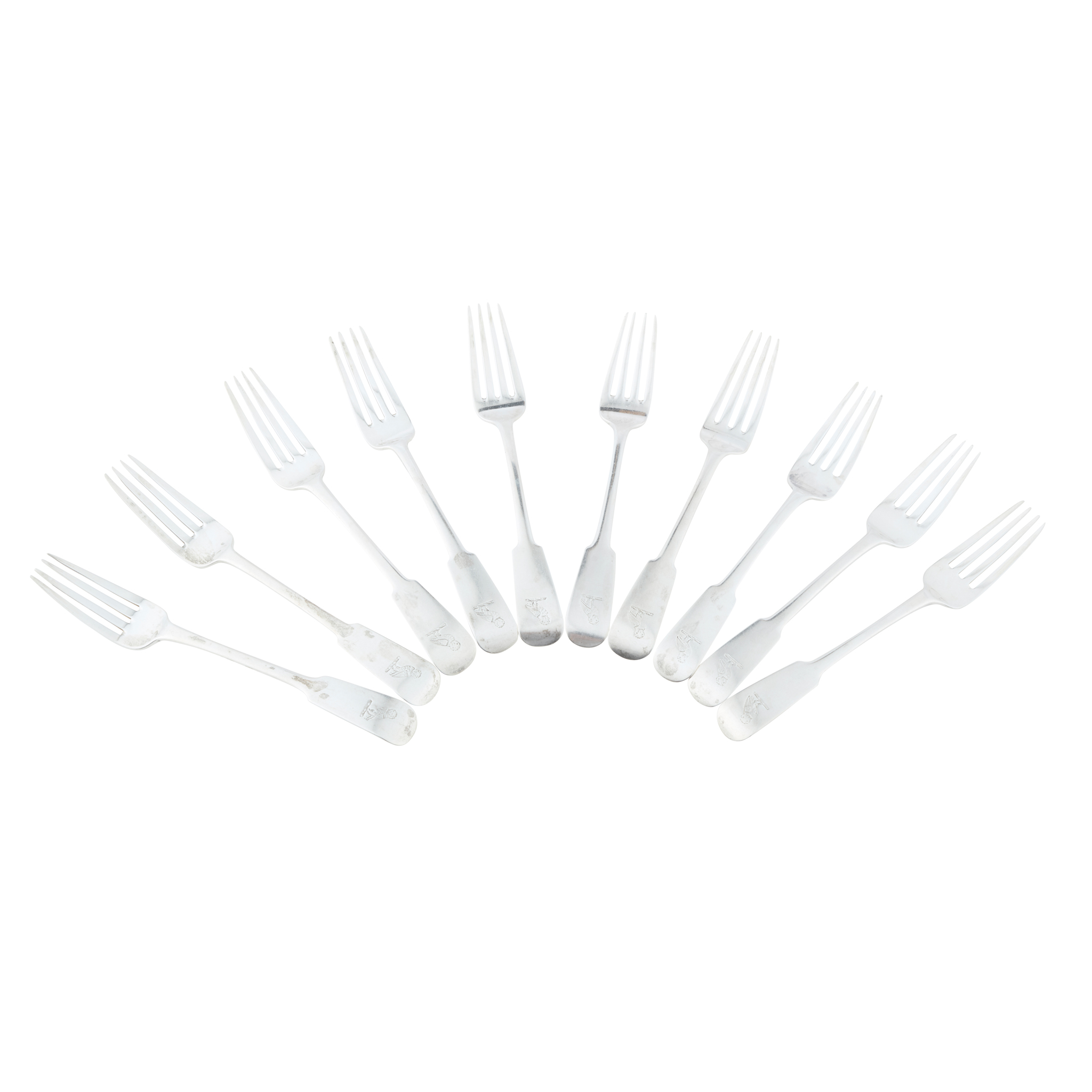 ELGIN – A RARE SET OF TEN TABLE FORKS