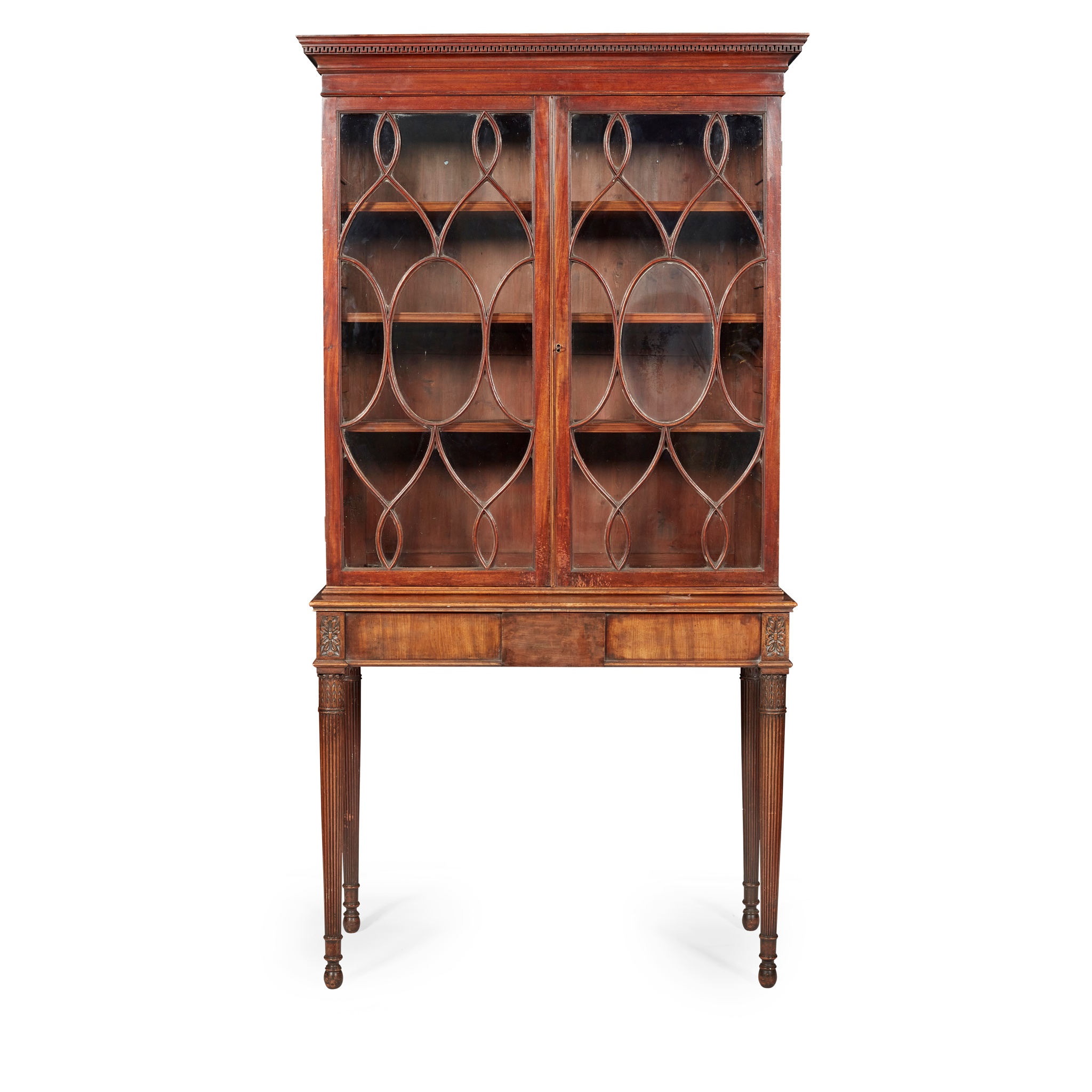 GEORGE III MAHOGANY DISPLAY CABINET-ON-STAND