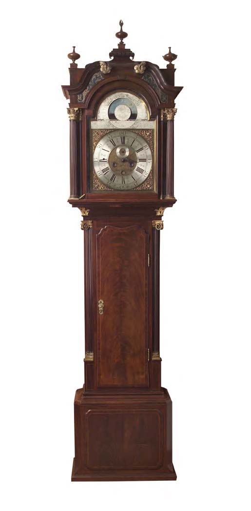 A mid 18th century mahogany and giltwood astrological longcase clock By Thomas Ogden, Halifax, 30 day duration