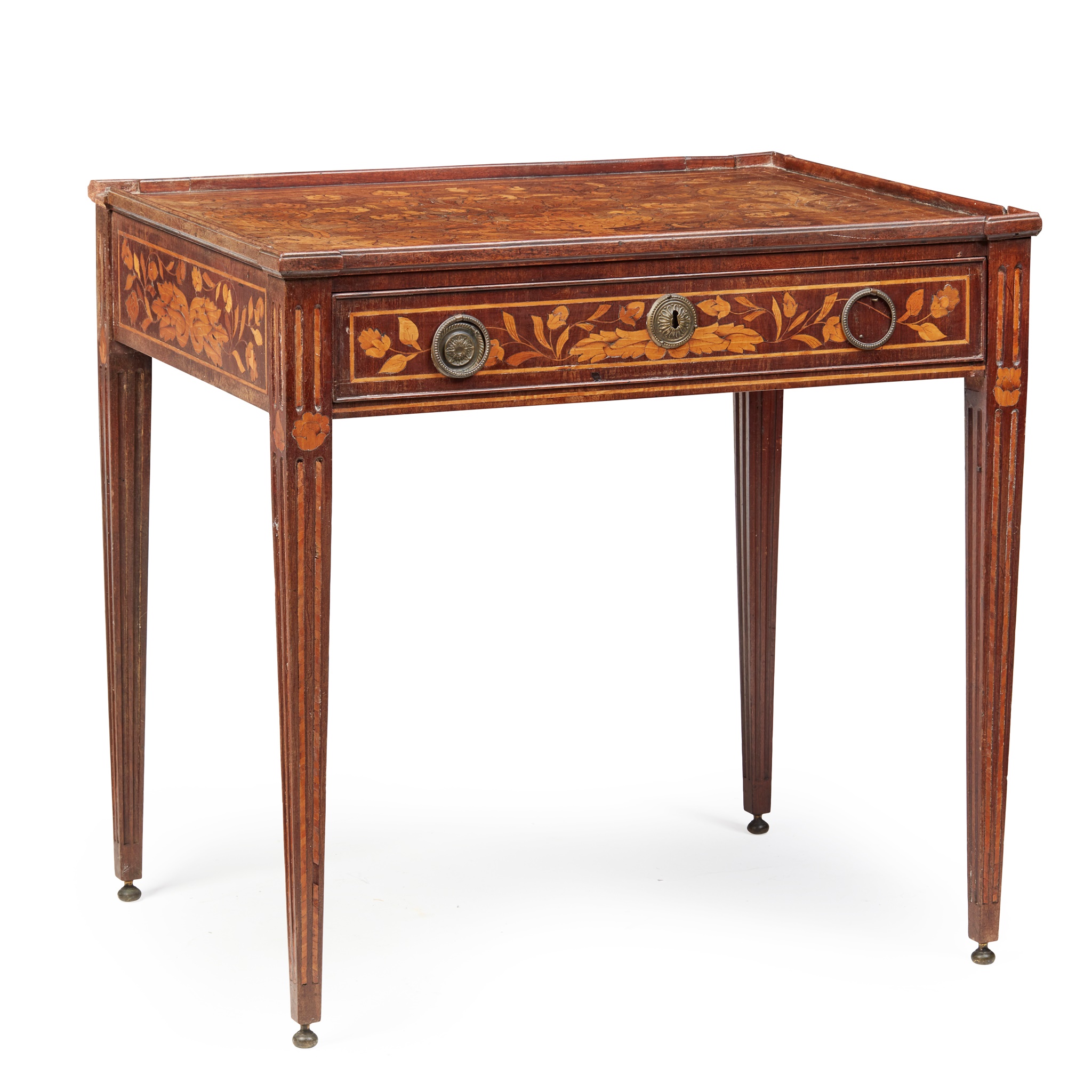 DUTCH WALNUT AND MARQUETRY SILVER TABLE