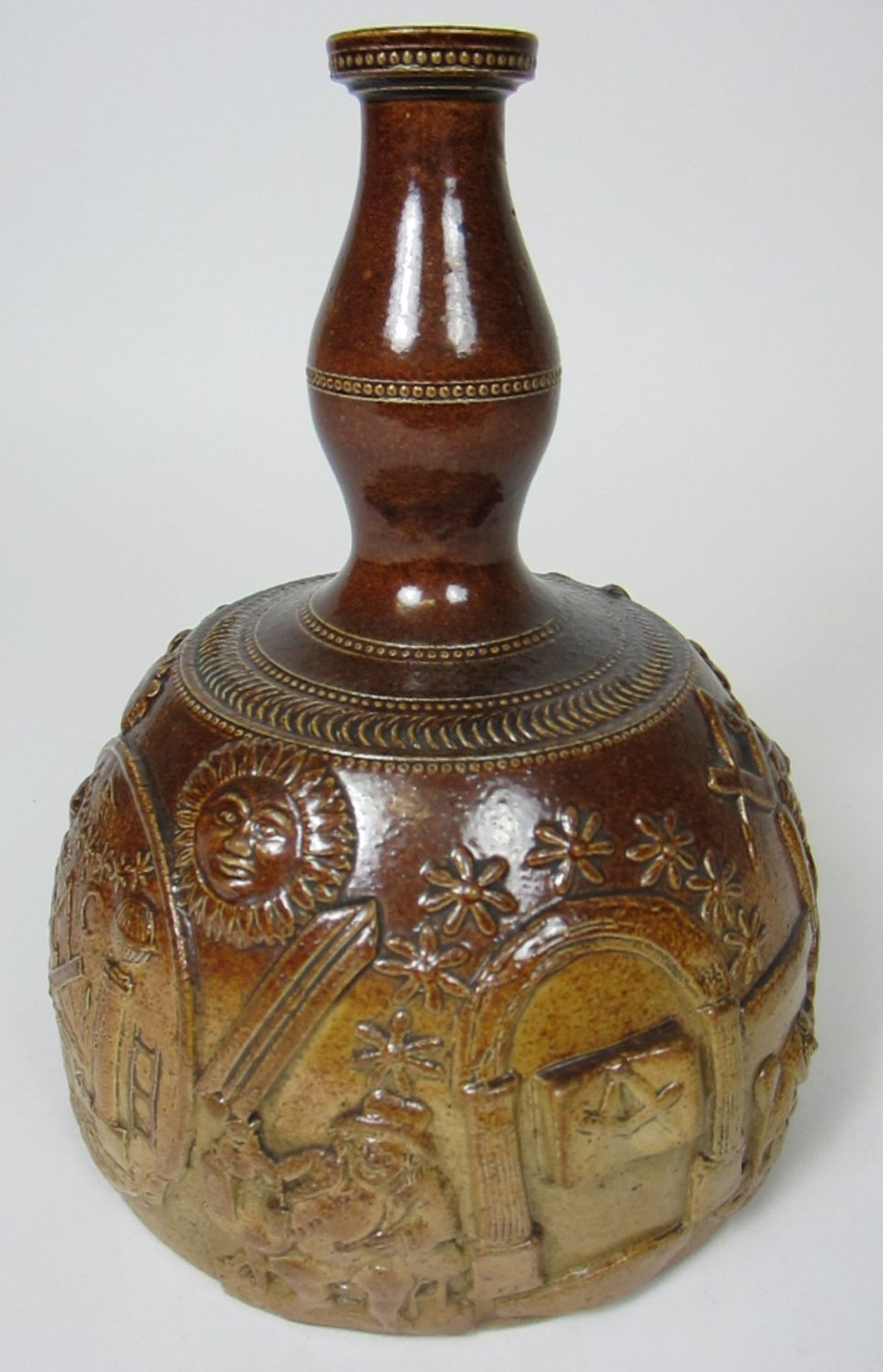 MASONIC SALT GLAZED DECANTER