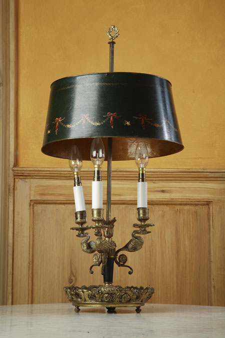 An early 20th century gilt metal bouillotte lamp