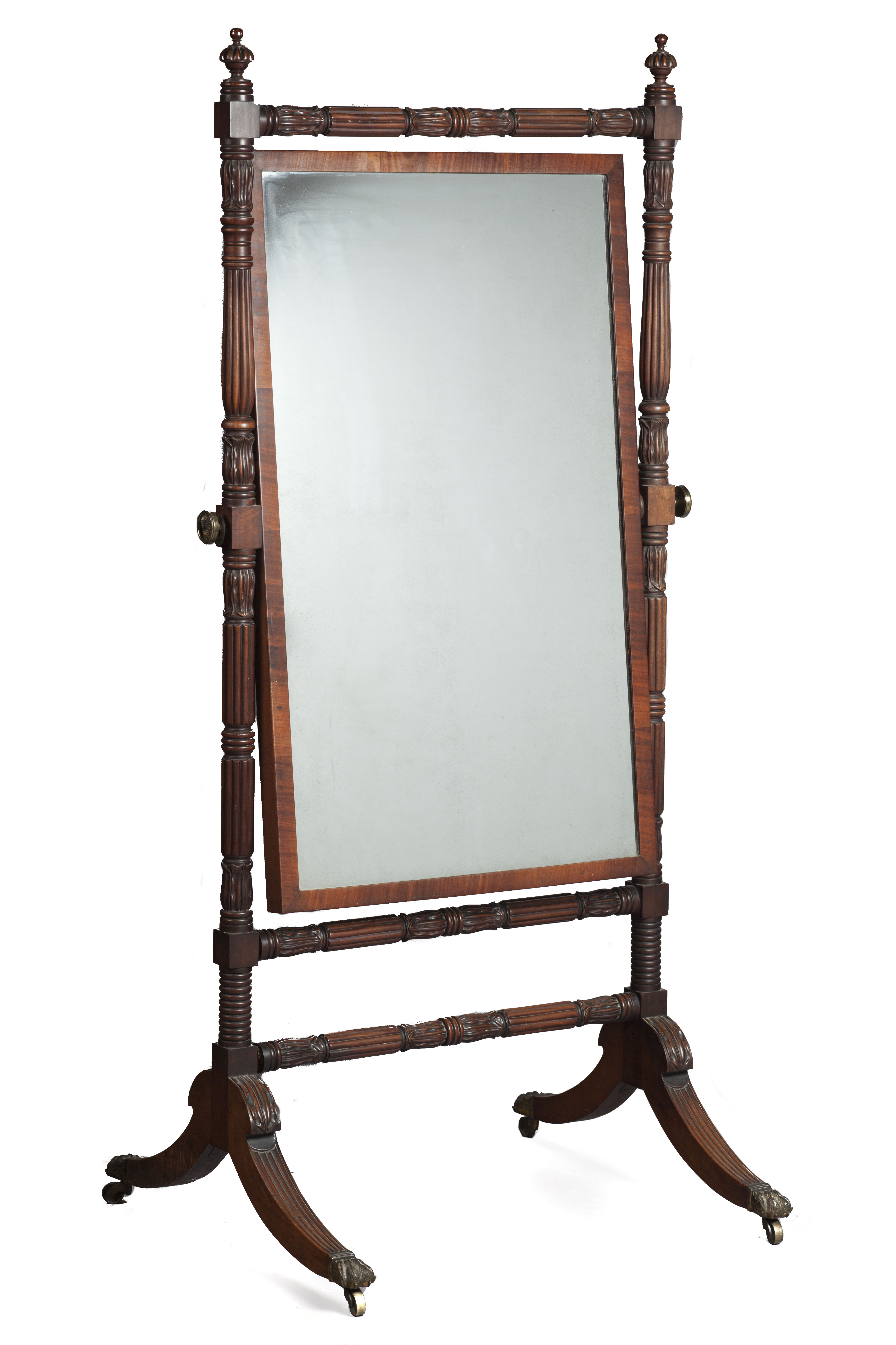 REGENCY MAHOGANY CHEVAL MIRROR