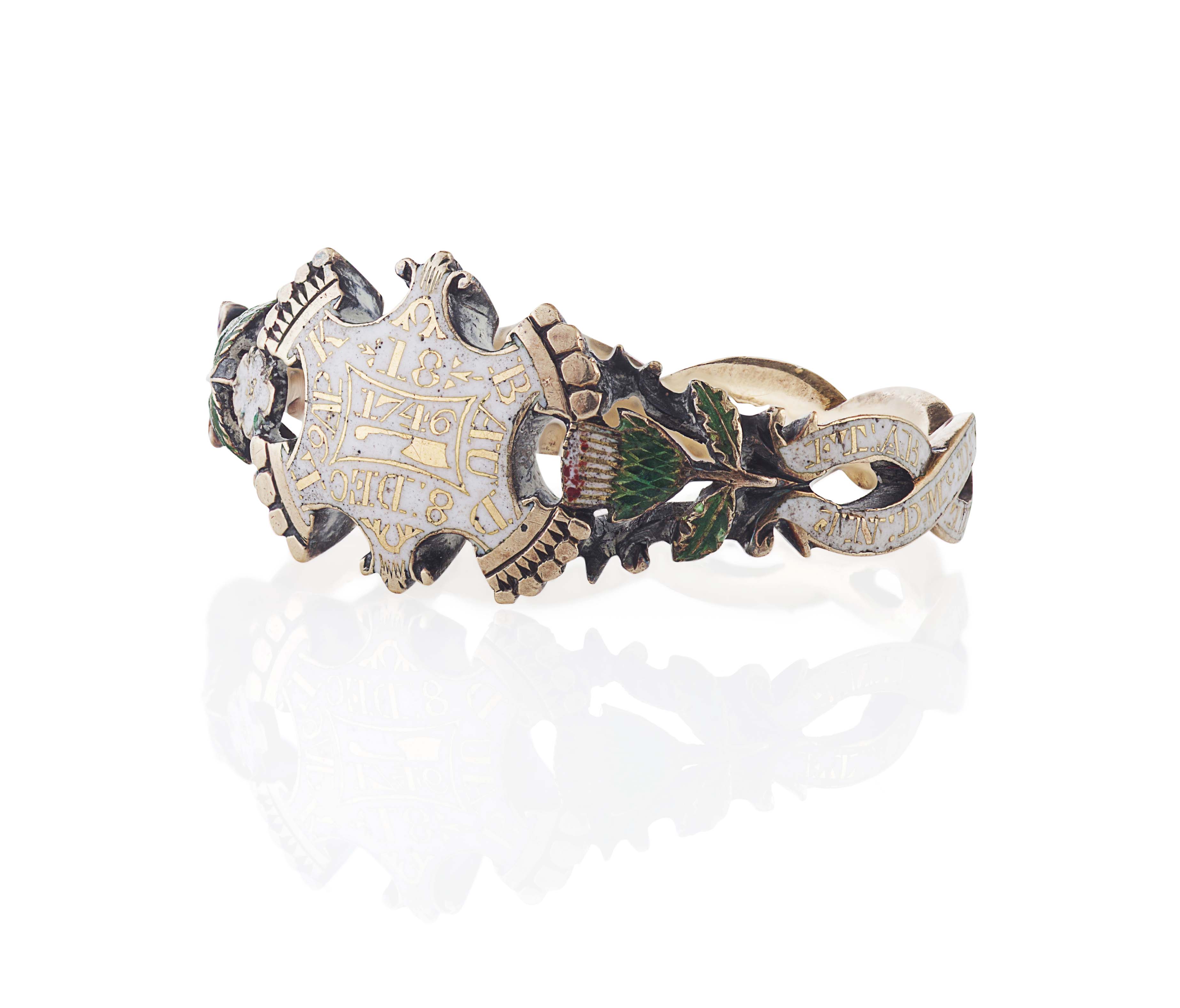 The Four Peers ring - an important mid 18th century Jacobite gold and enamel ring