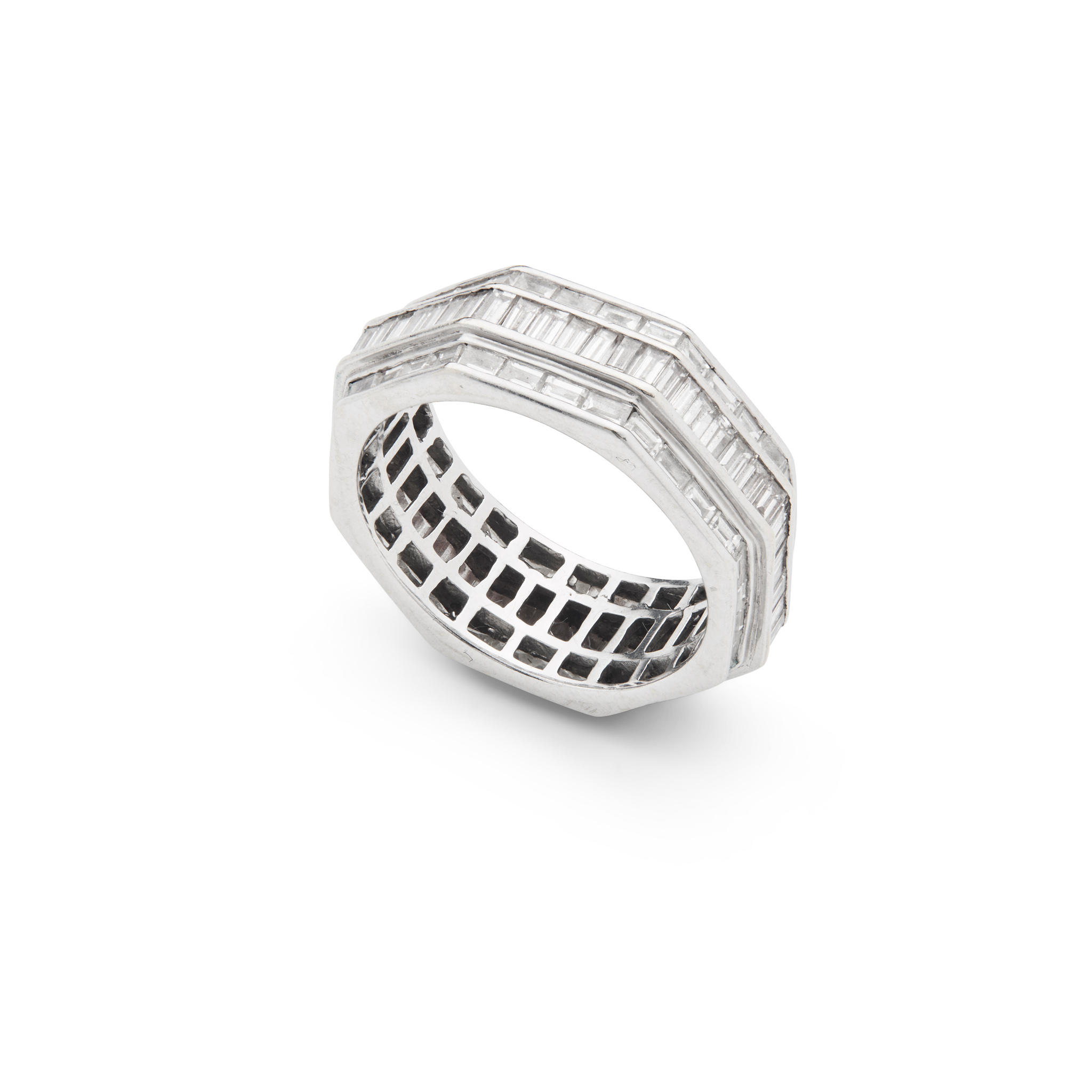 An octagonal diamond eternity ring