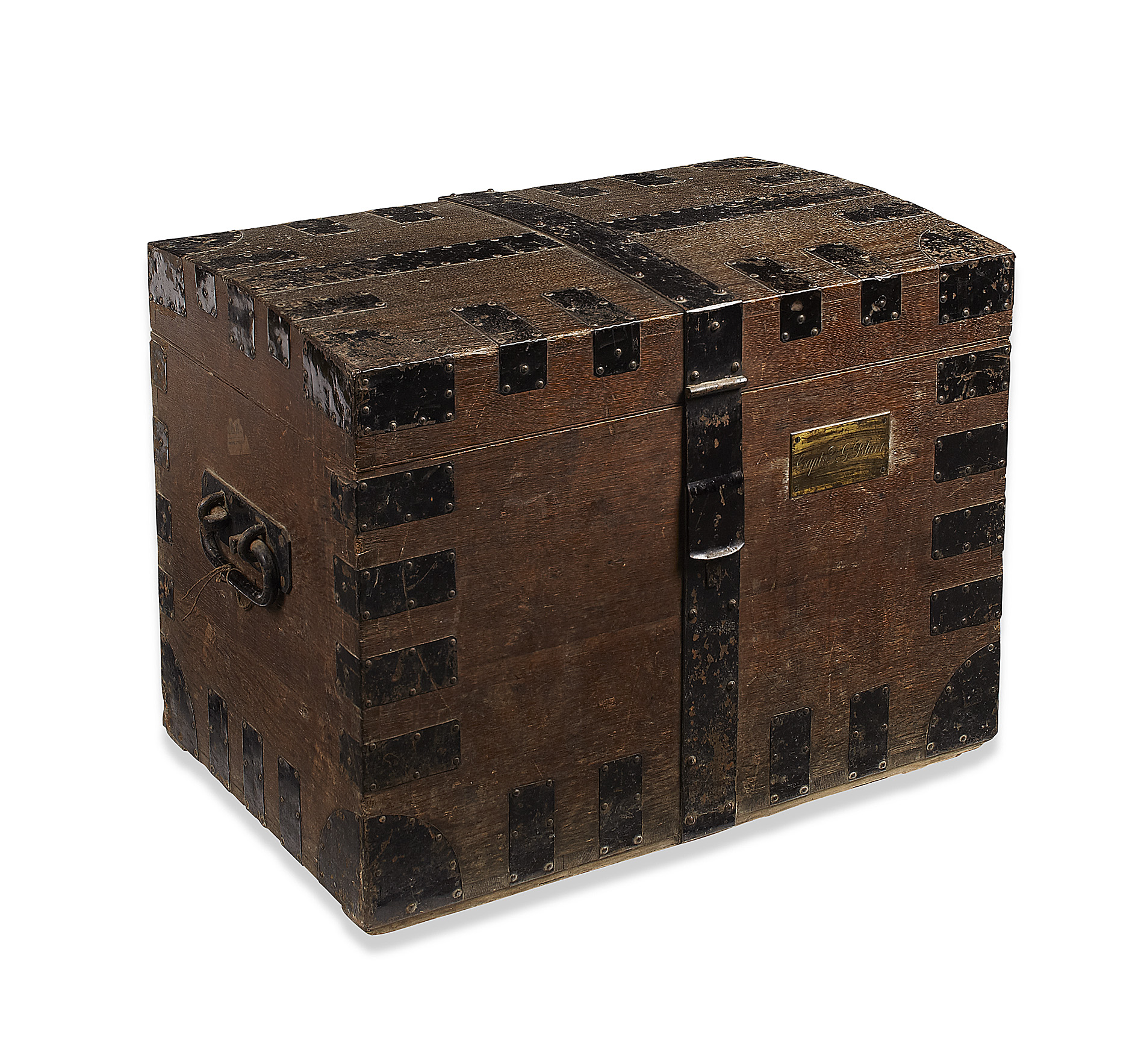 THREE VICTORIAN IRON BOUND OAK SILVER CHESTS