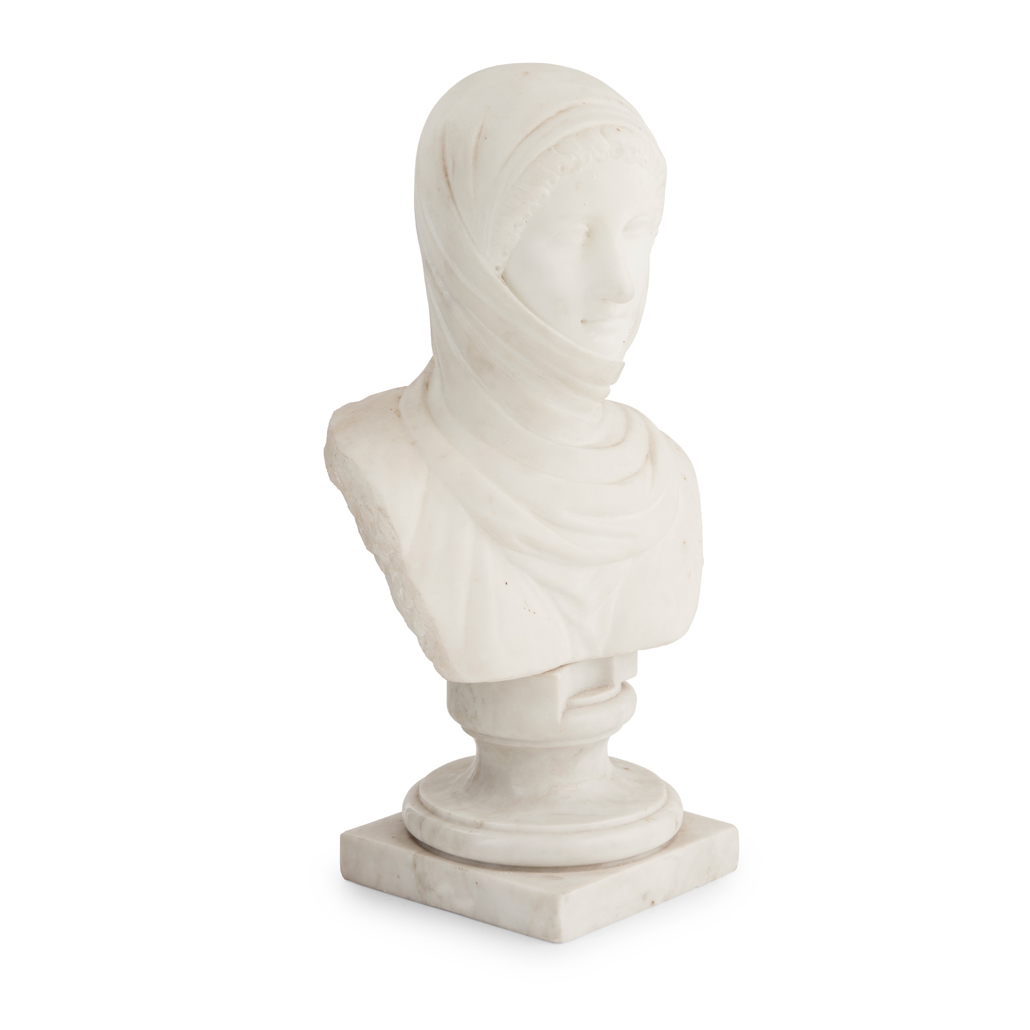 AFTER THE ANTIQUE, ITALIAN WHITE MARBLE BUST OF A VESTAL VIRGIN, THE 'ZINGARELLA'