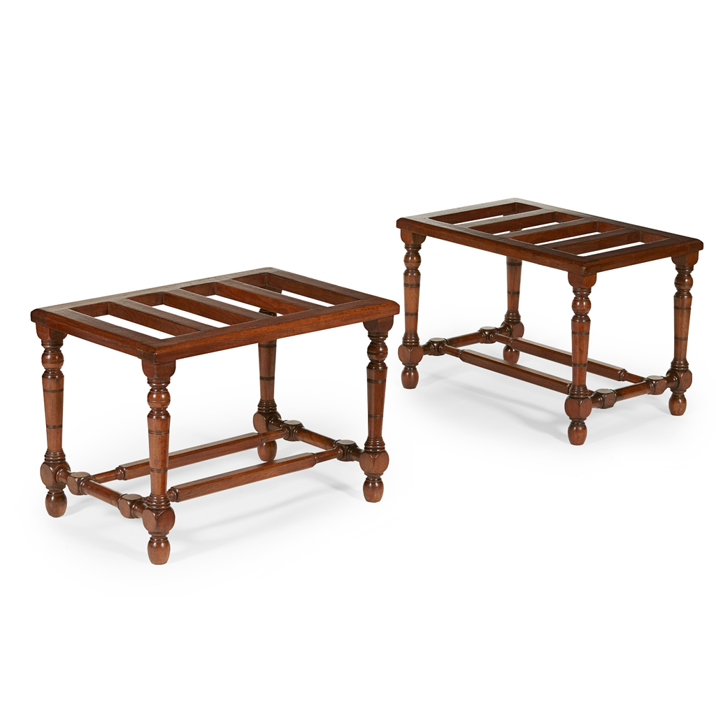 PAIR VICTORIAN MAHOGANY LUGGAGE STANDS