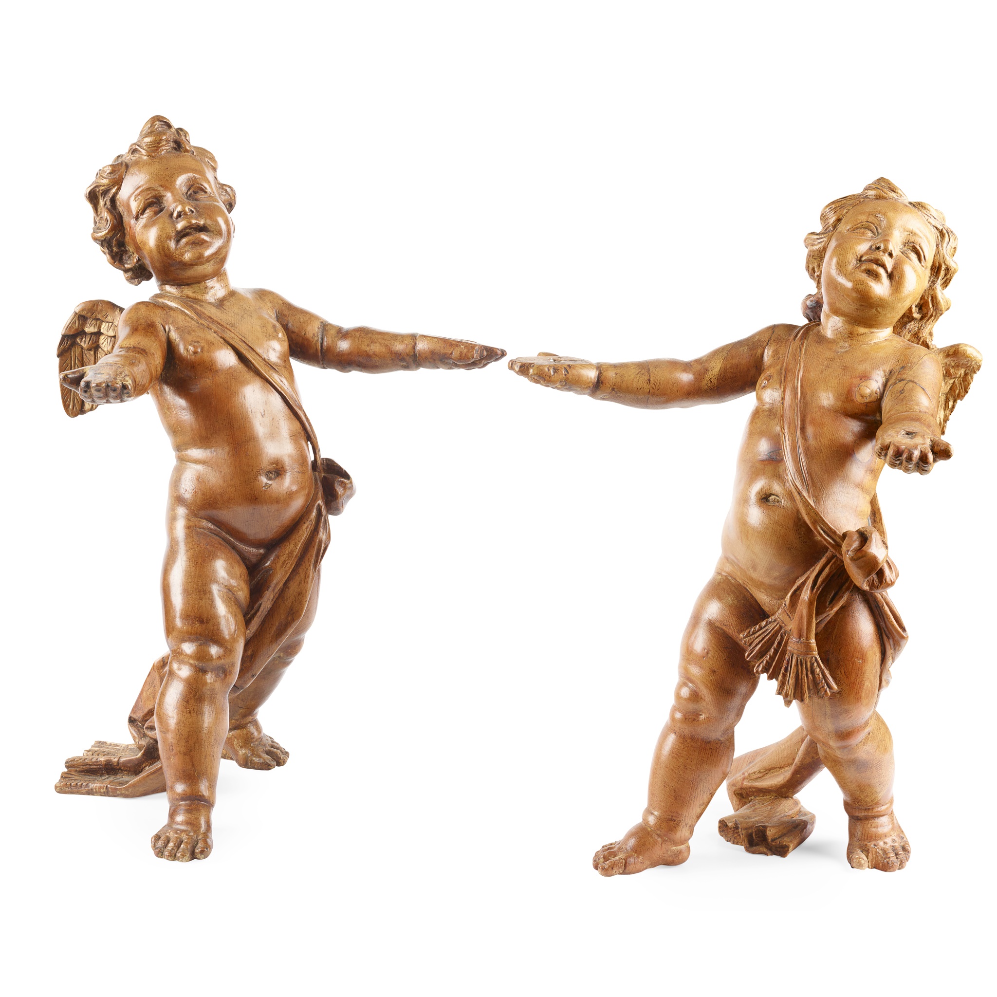 PAIR OF ITALIAN CARVED PINE PUTTI