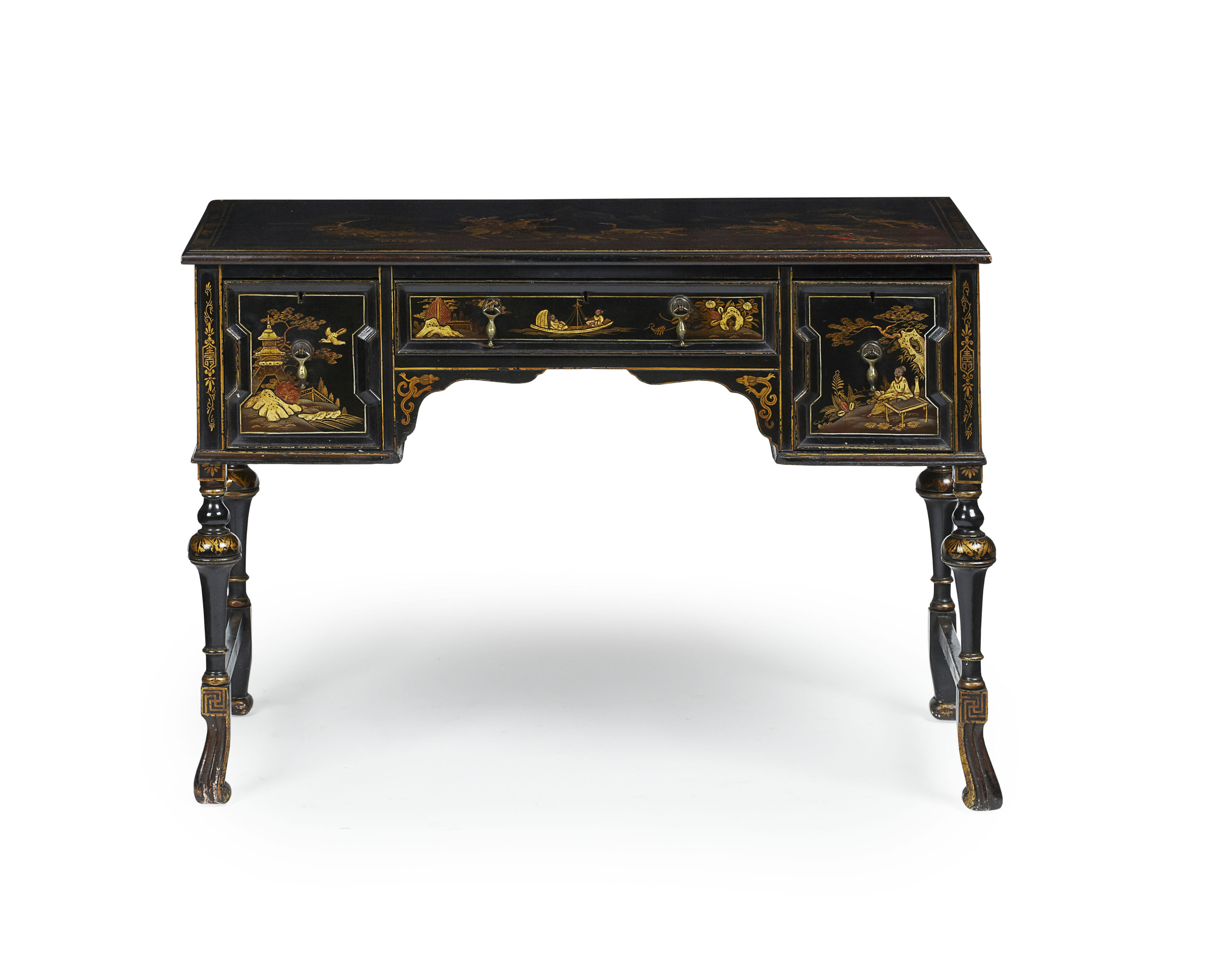 WILLIAM & MARY STYLE BLACK JAPANNED WRITING TABLE