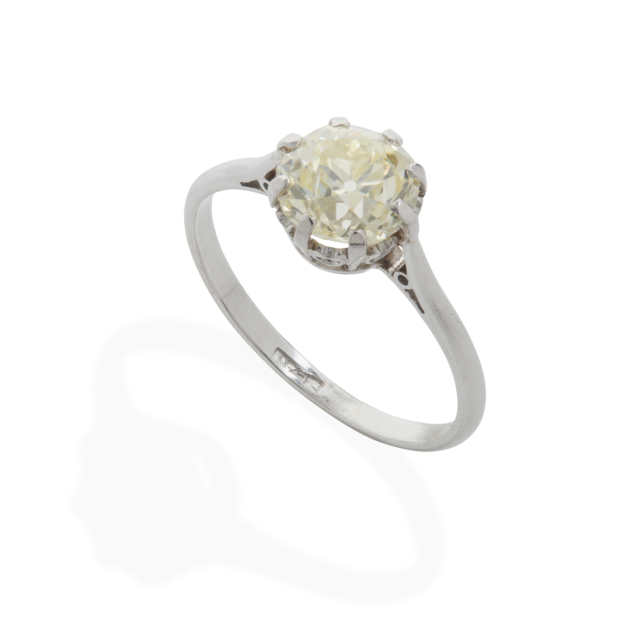 A fancy light yellow diamond single-stone ring